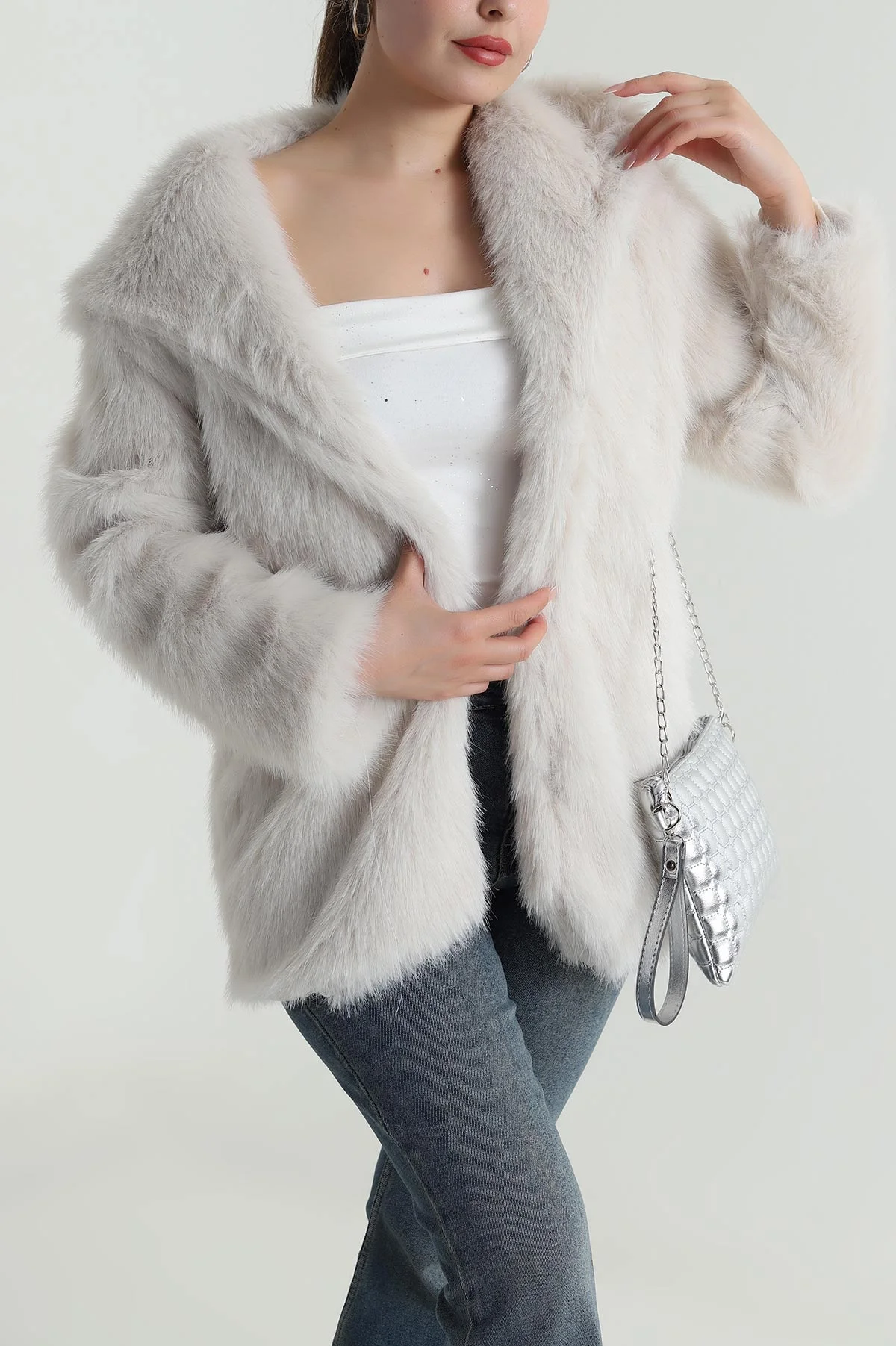 Taş Uzun Lolita Astarlı Kadın Kürk 484224