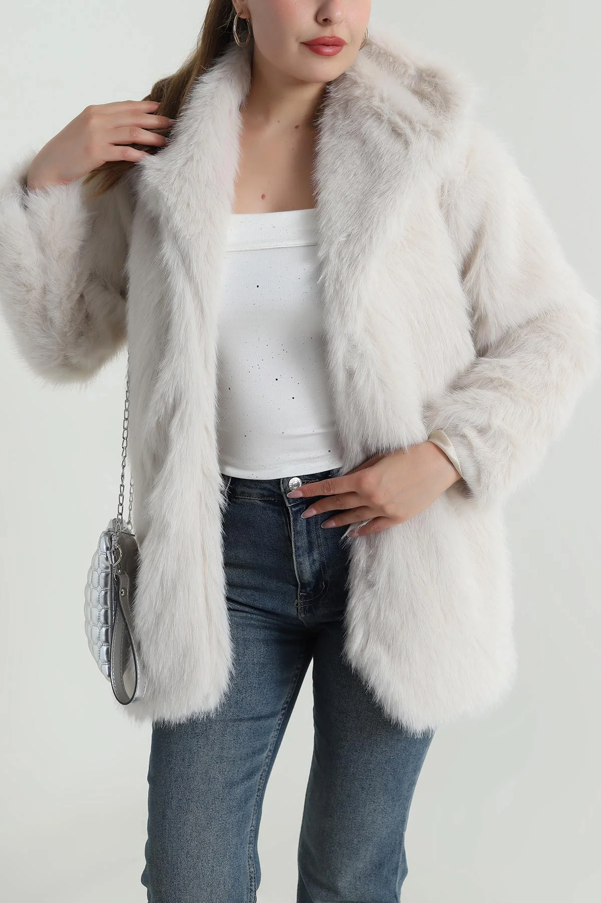 Taş Uzun Lolita Astarlı Kadın Kürk 484224
