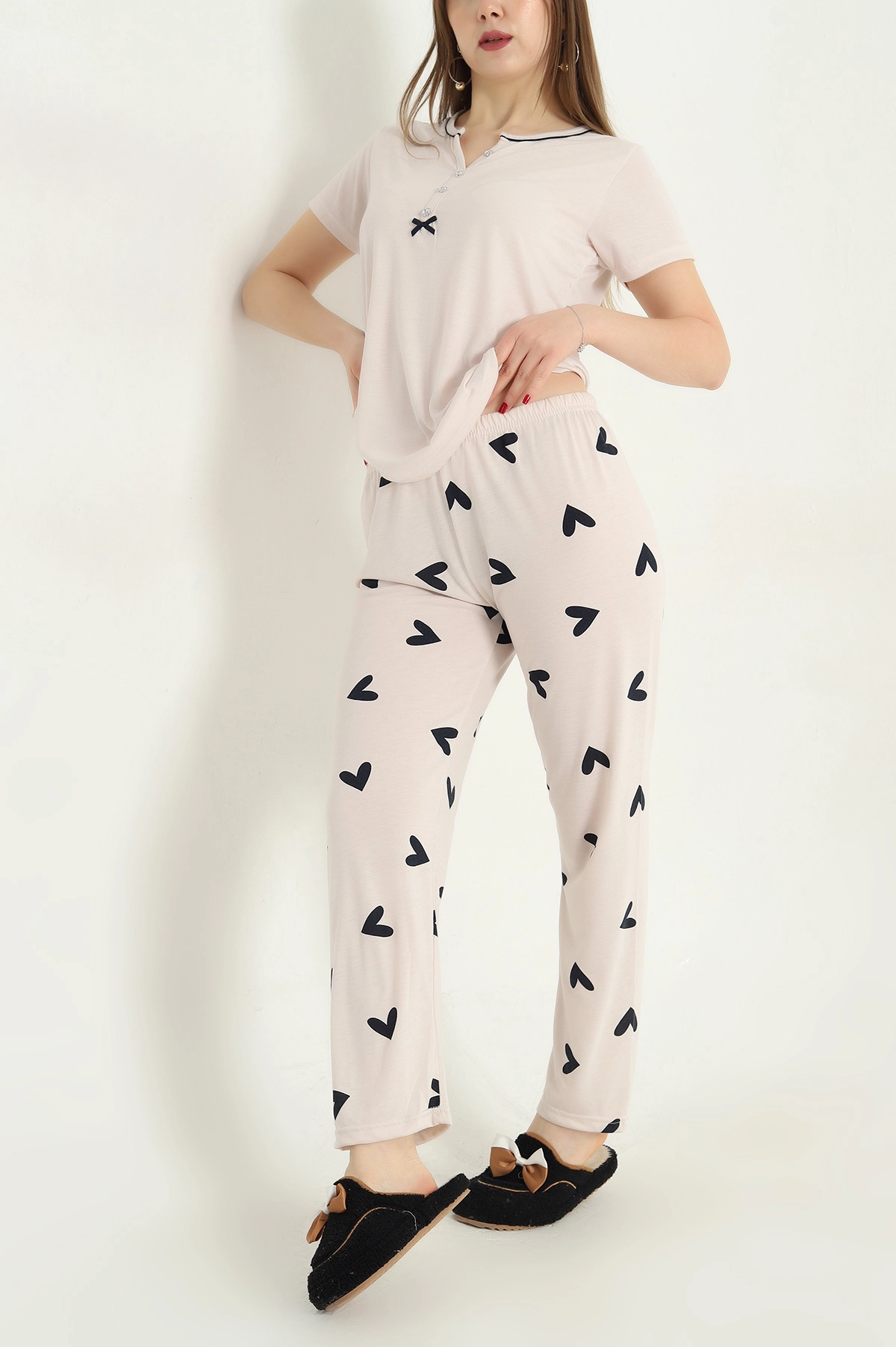 Taş Viskon Kısa Kol Bayan Pijama Takımı 338234