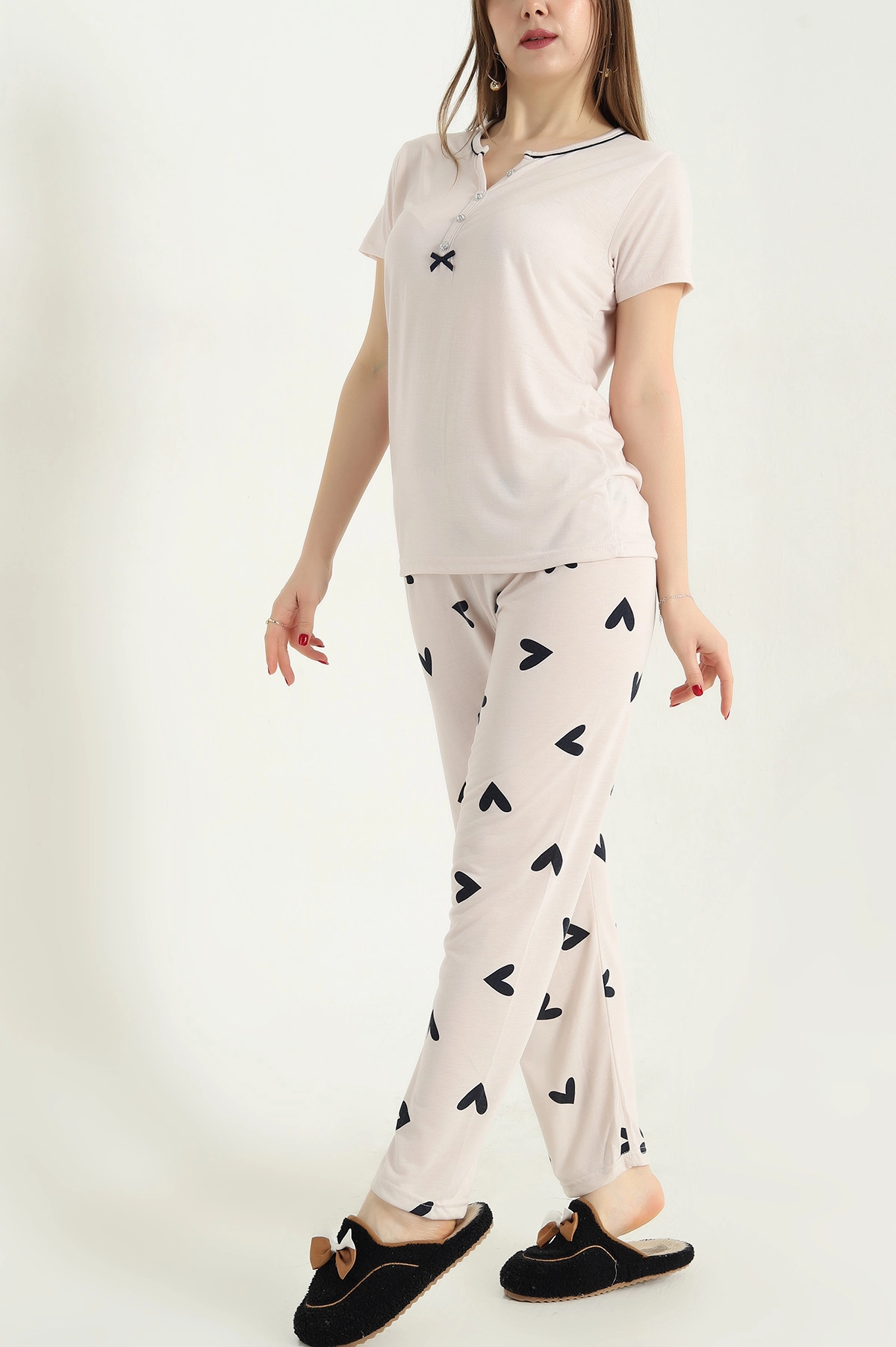 Taş Viskon Kısa Kol Bayan Pijama Takımı 338234