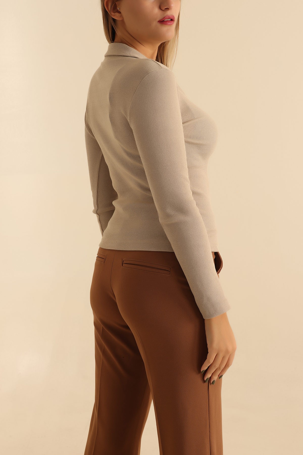 Taş Yakalı Fitilli Bluz 206953