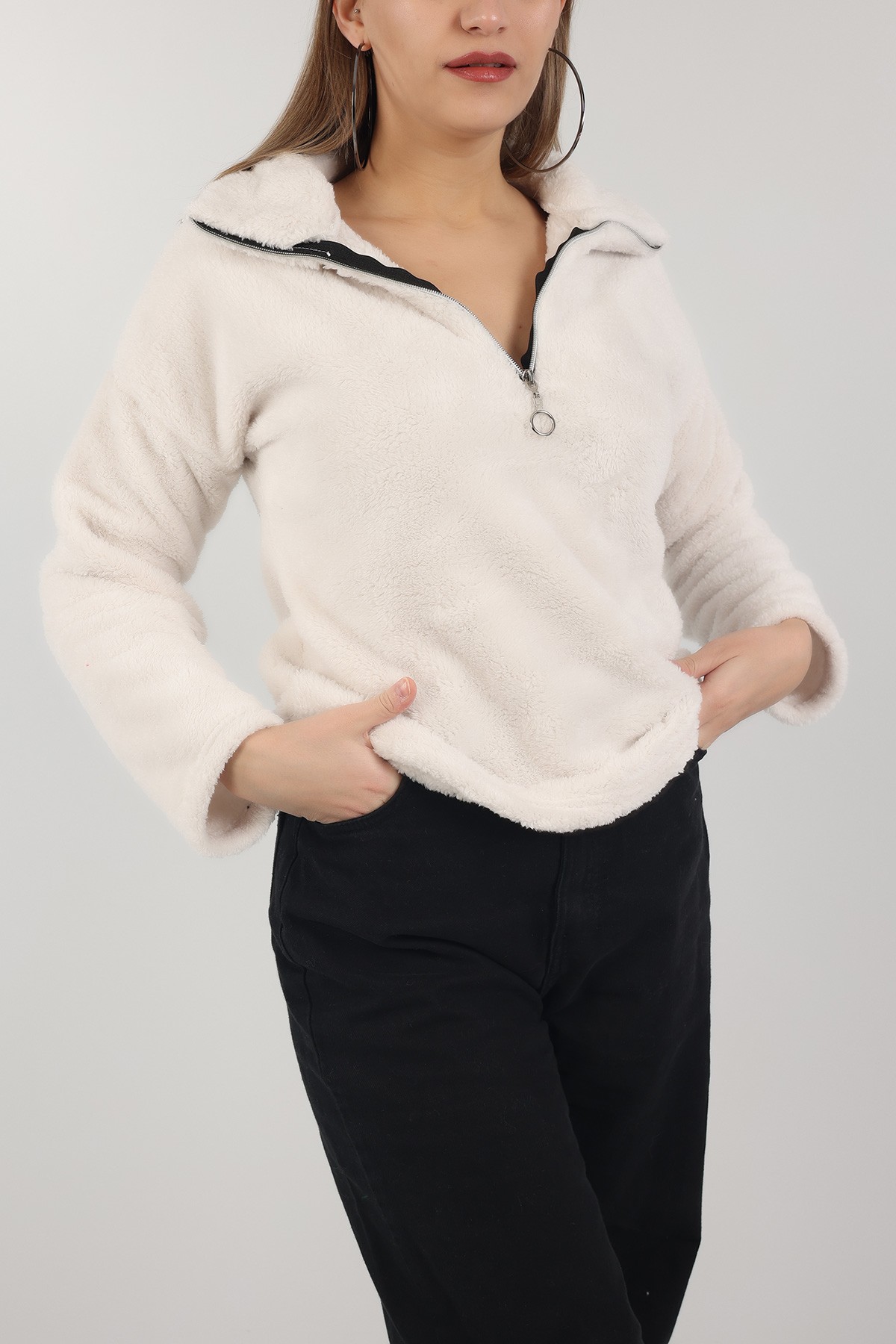 Taş Yarım Fermuarlı Yumoş Sweat 153489