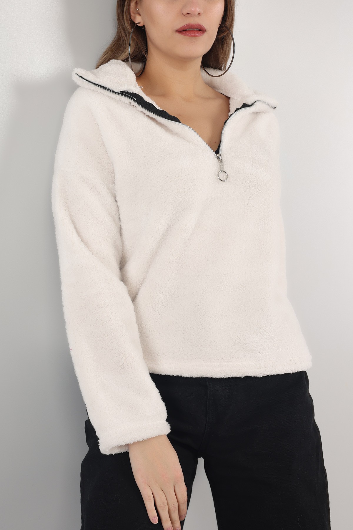 Taş Yarım Fermuarlı Yumoş Sweat 153489