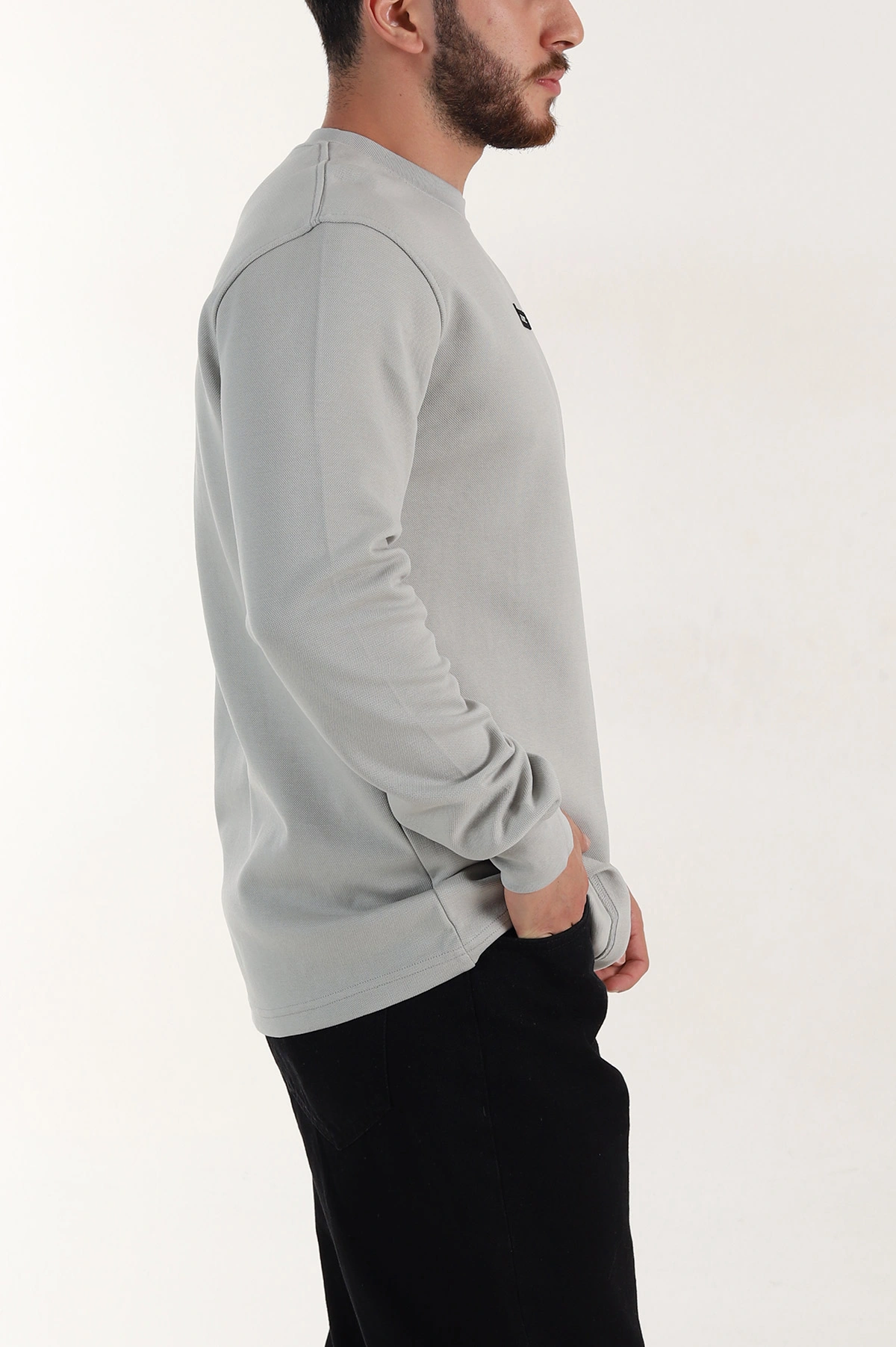 Taş Yazı Detaylı Bisiklet Yaka Erkek Sweatshirt 396912