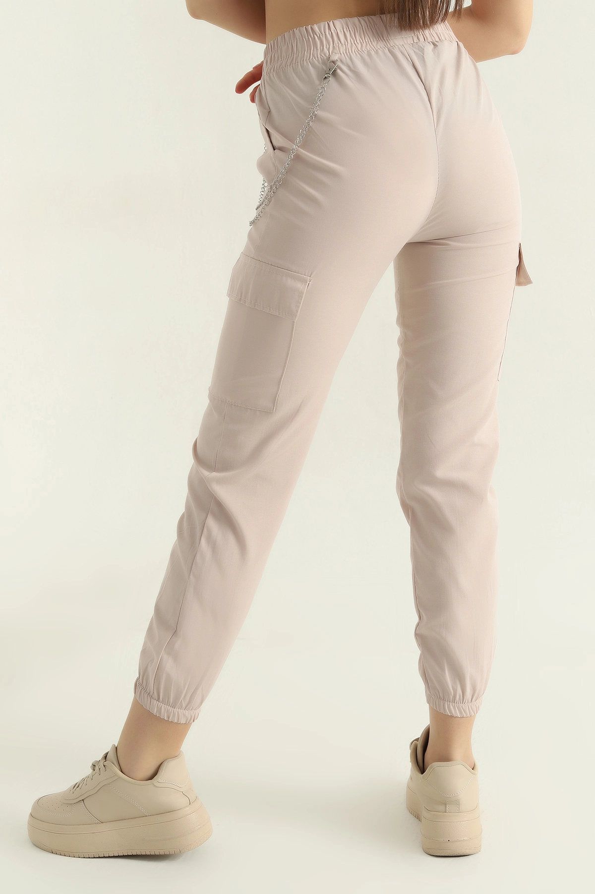 Taş Zincirli Kargo Cep Kadın Jogger Pantolon 356790