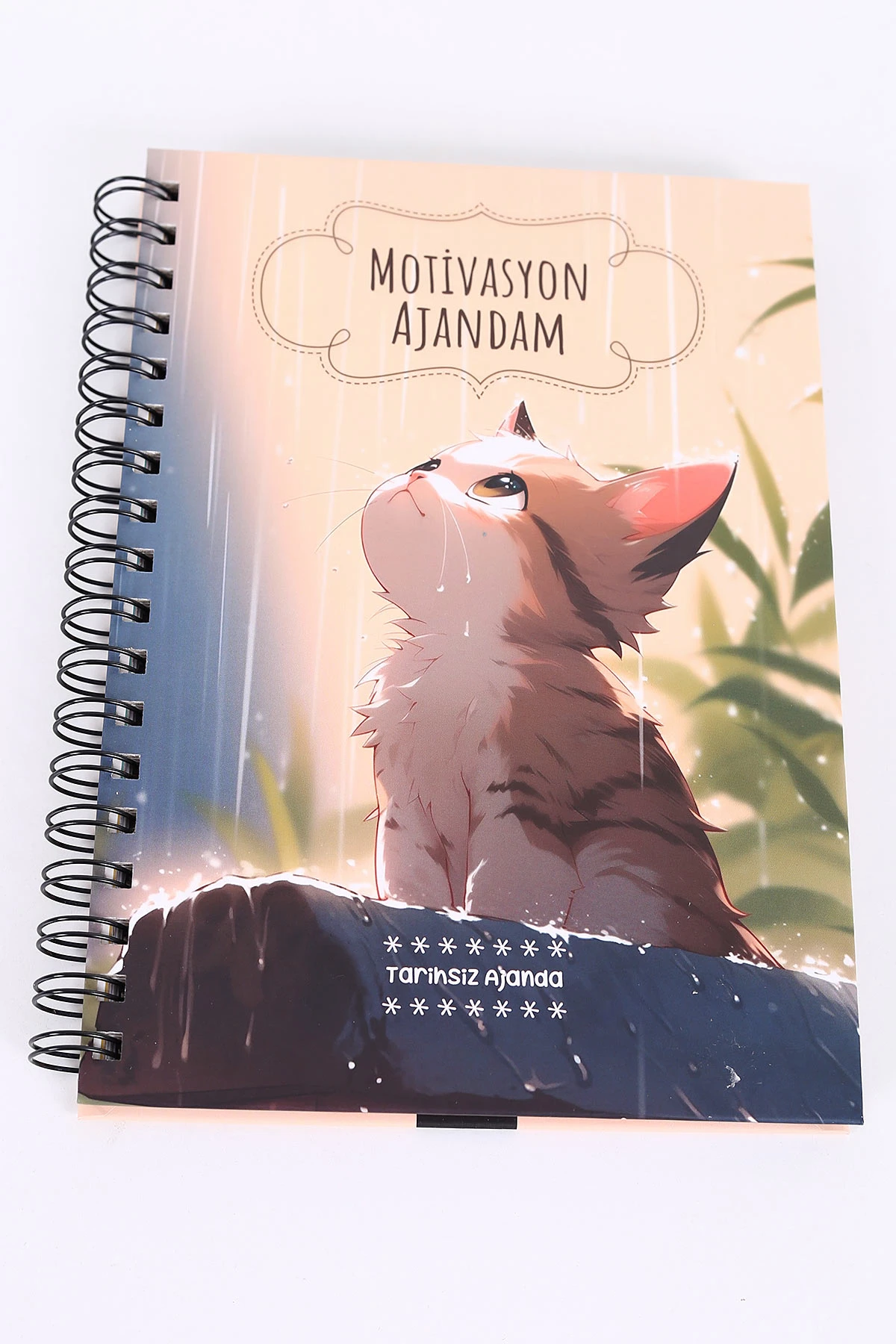 Tasarımlı Spiralli Sticker'lı Tarihsiz Konuşan Ajanda - Haftalık Planlayıcı Defter 393043