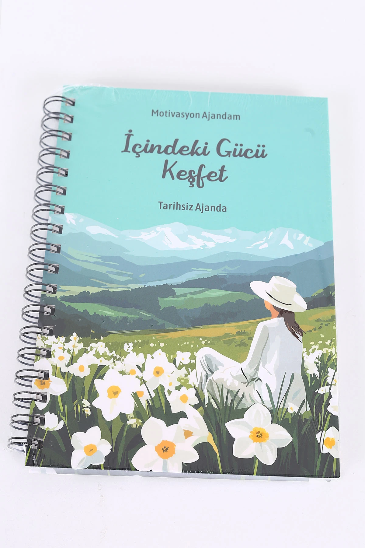 Tasarımlı Spiralli Sticker'lı Tarihsiz Konuşan Ajanda - Haftalık Planlayıcı Defter 393047