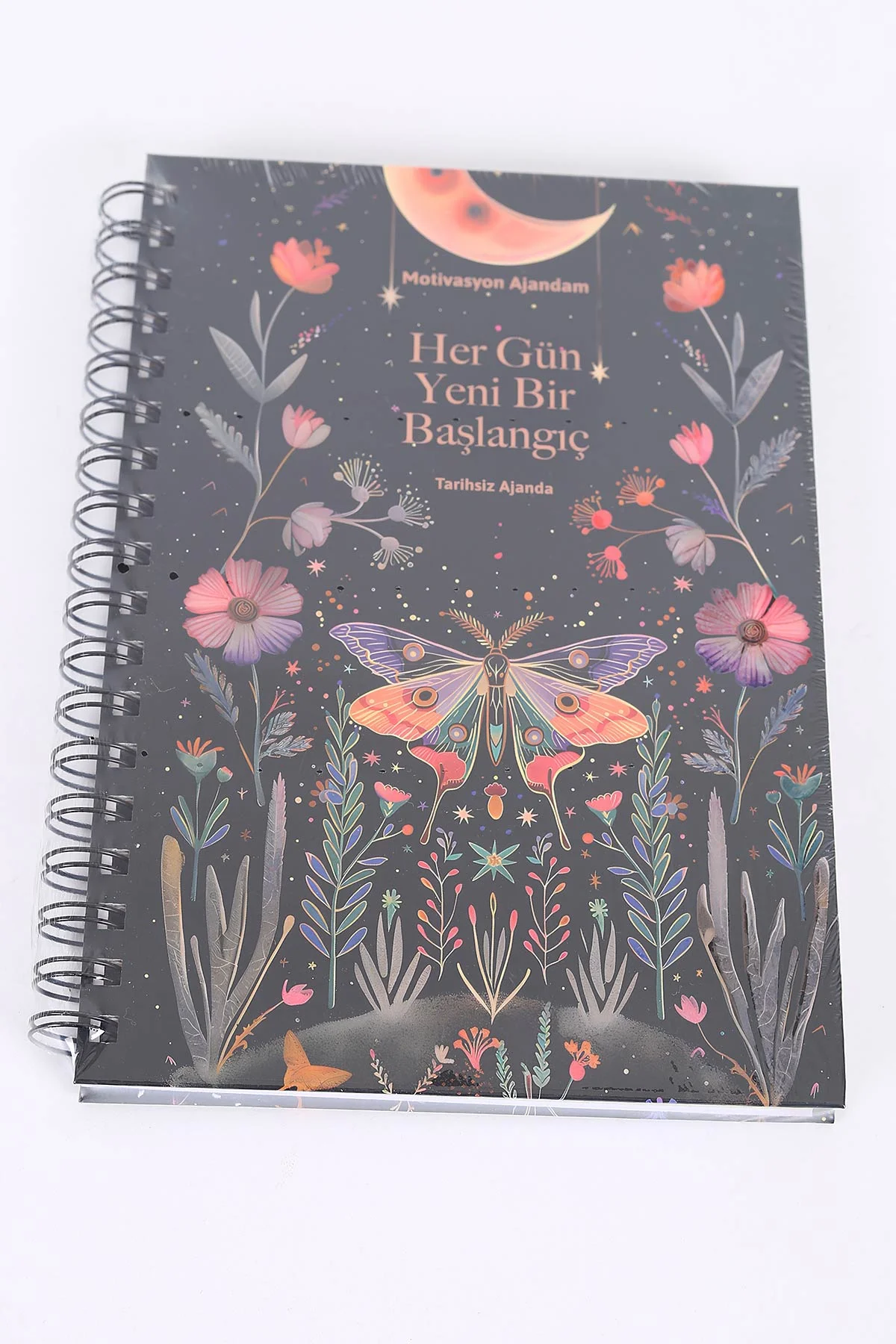 Tasarımlı Spiralli Sticker'lı Tarihsiz Konuşan Ajanda - Haftalık Planlayıcı Defter 393048