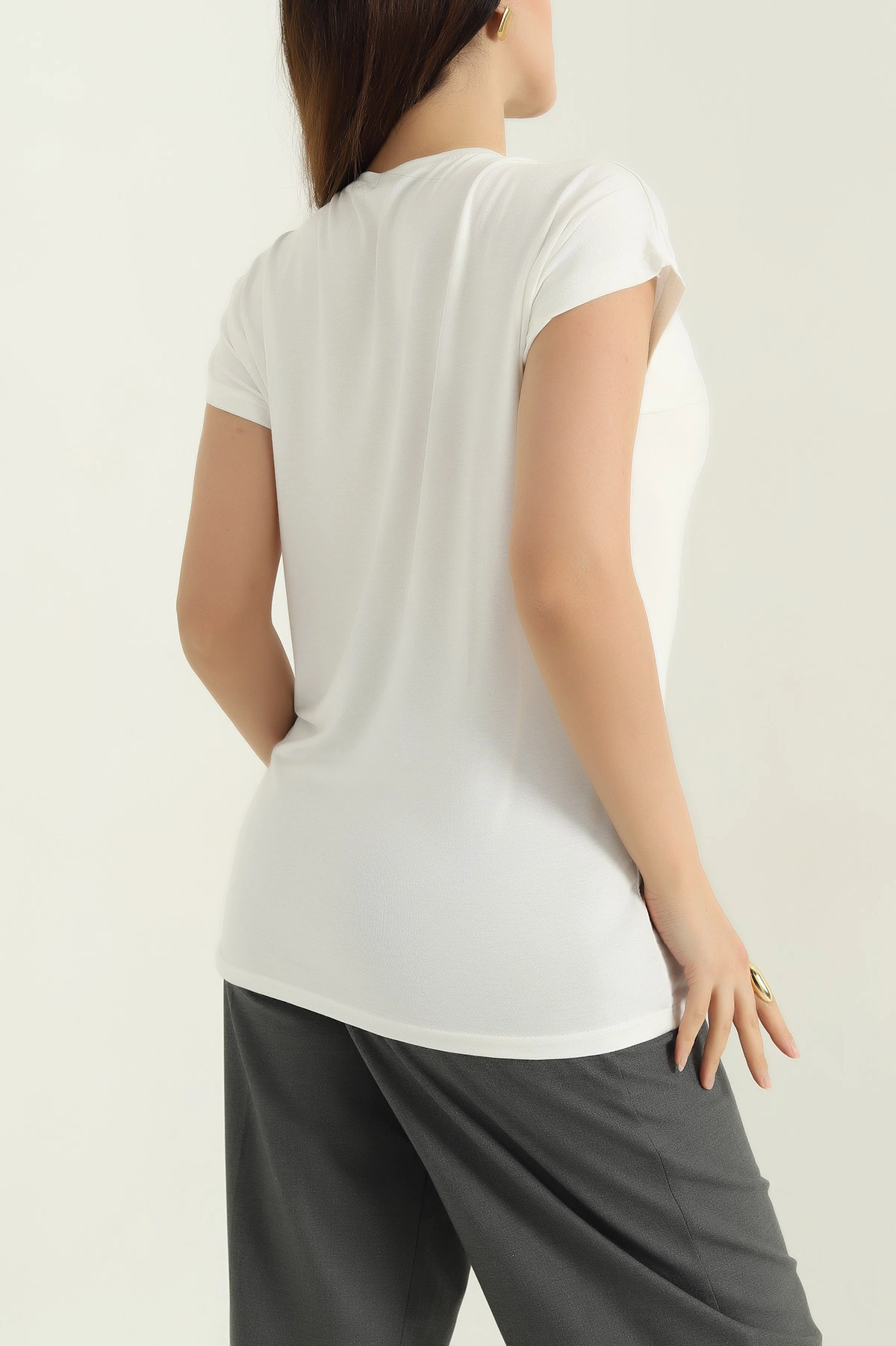 Taşlı İncili Çilek Kumaş Bluz 334535