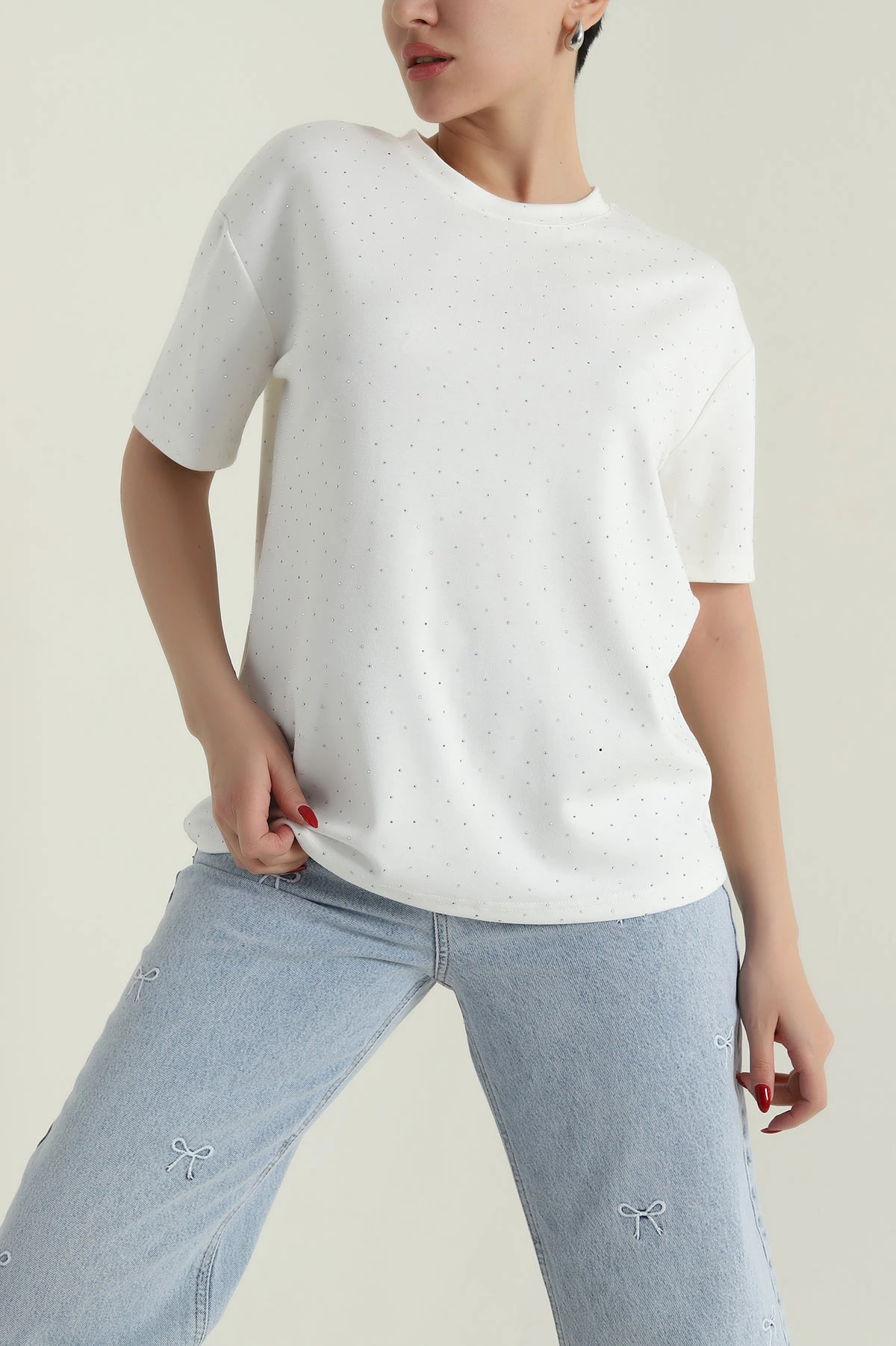 Taşlı Modal Kadın Bluz 427493