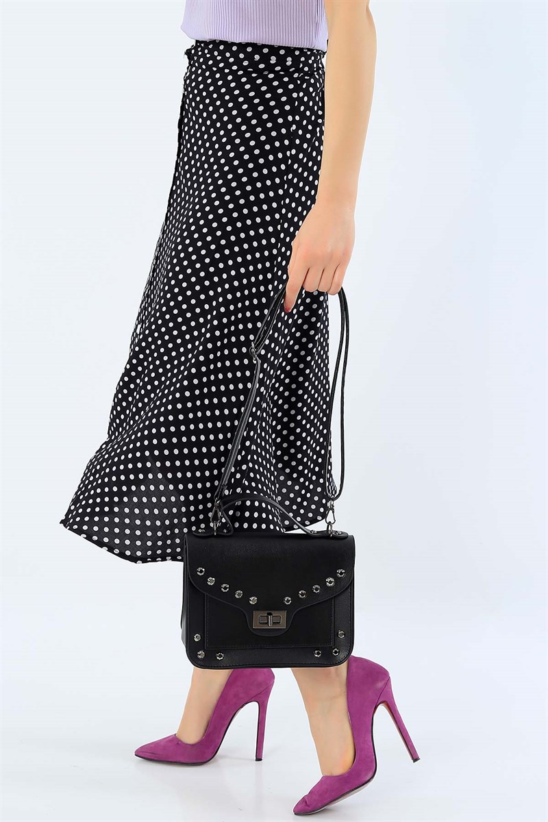 Taşlı Siyah Bayan El ve Omuz Çantası 30900