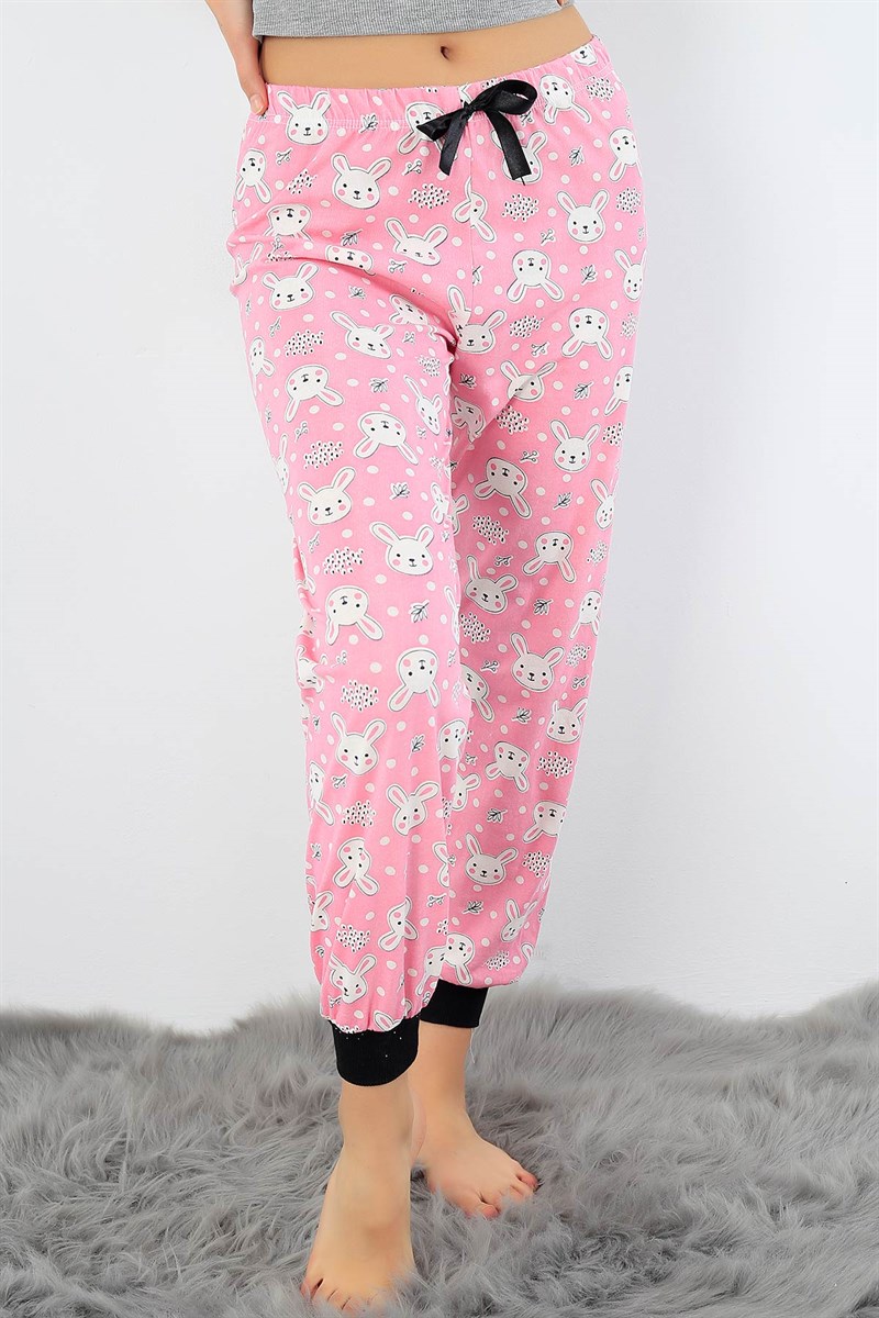 Tavşan Baskılı Yazlık Bayan Pijama Altı 32498