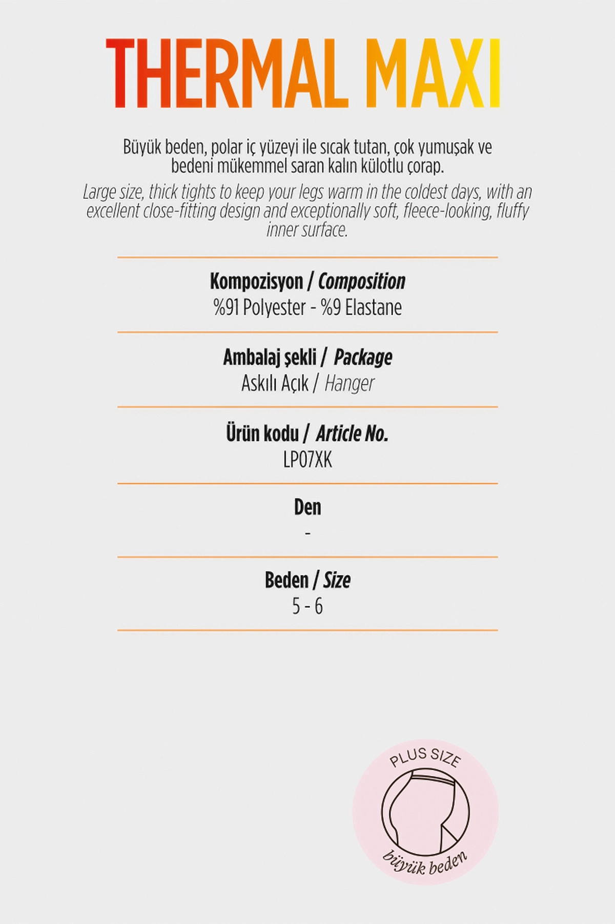 Ten 57  Penti  Thermal Maxi (Büyük Beden) Kadın Külotlu Çorap 423779