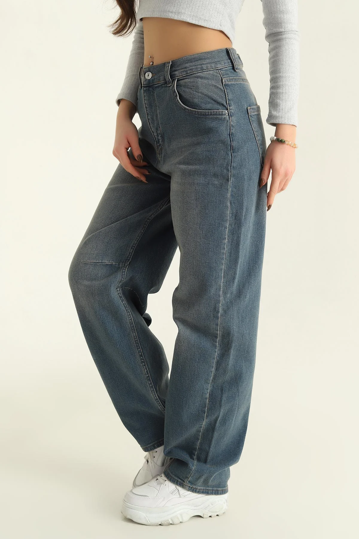 Tint Baggy Likralı Bayan Kot Pantolon 329841
