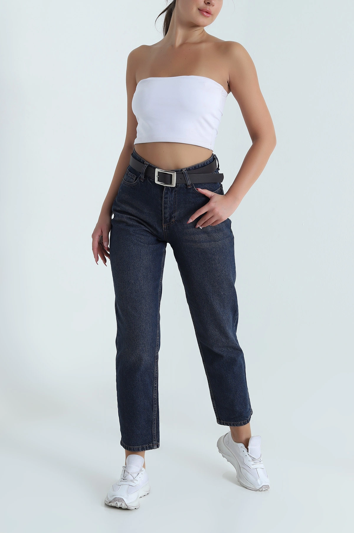 Tint Kemerli Boyfriend Kadın Kot Pantolon 476572