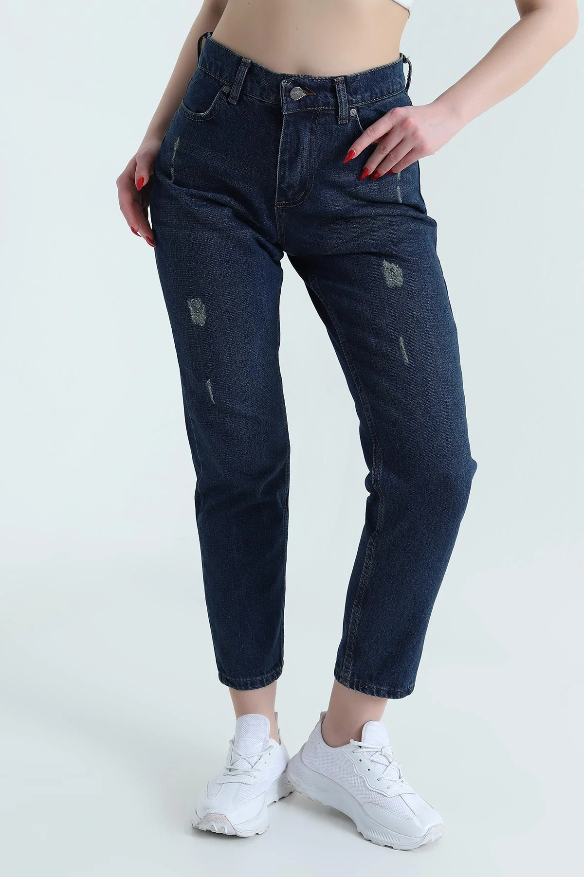 Mint Lazer Kesim Mom Kadın Kot Pantolon 445169