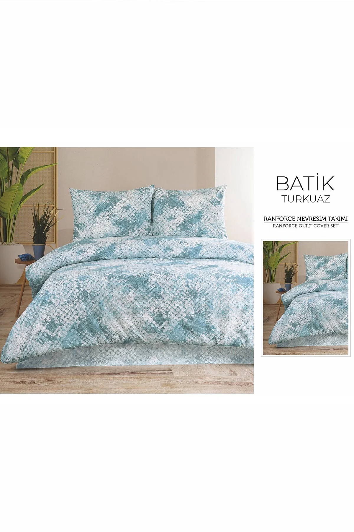 Turkuaz 200x220 Cm Bella Home Çift Kişilik Fitted New Box Nevresim Takımı 487088