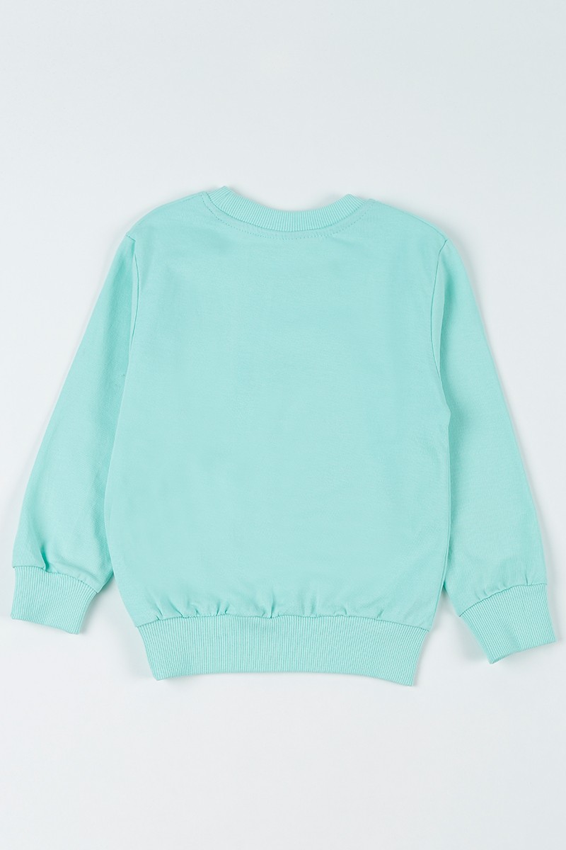 Turkuaz (3-8 Yaş) Baykuş Baskılı Kız Çocuk Sweatshirt 93290