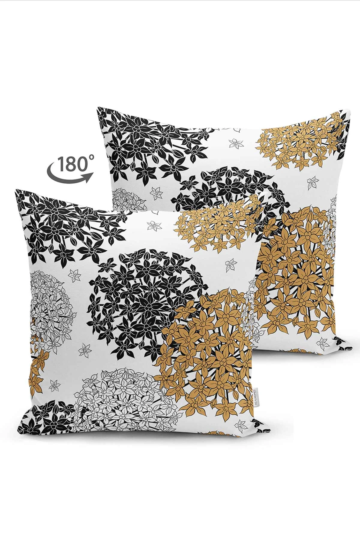 Siyah 43x43 Dijital Baskılı Fermuarlı Modern Kırlent Kılıfı 273828