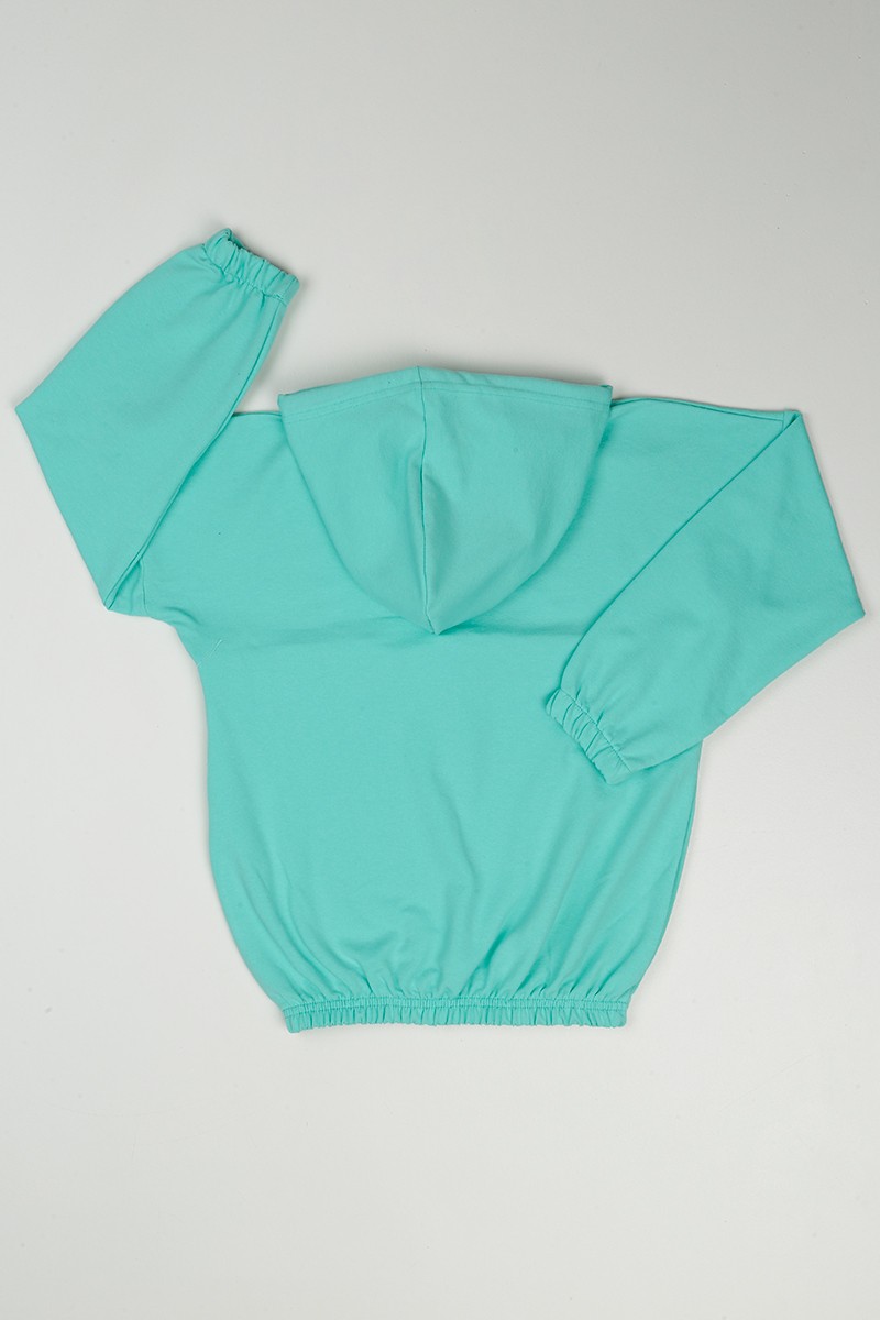 Turkuaz (9-16 Yaş) Oxford Baskılı Bel Lastikli Kız Çocuk Sweatshirt 89715