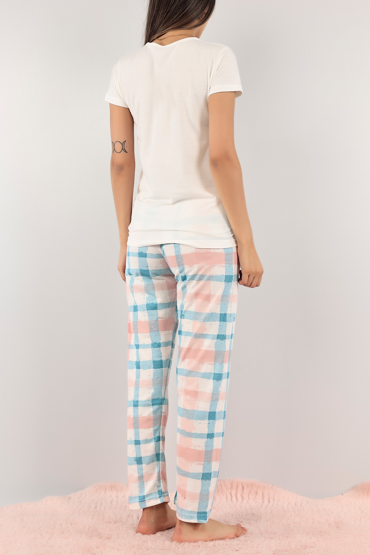 Turkuaz Baskılı Bayan Pijama Takımı 123049