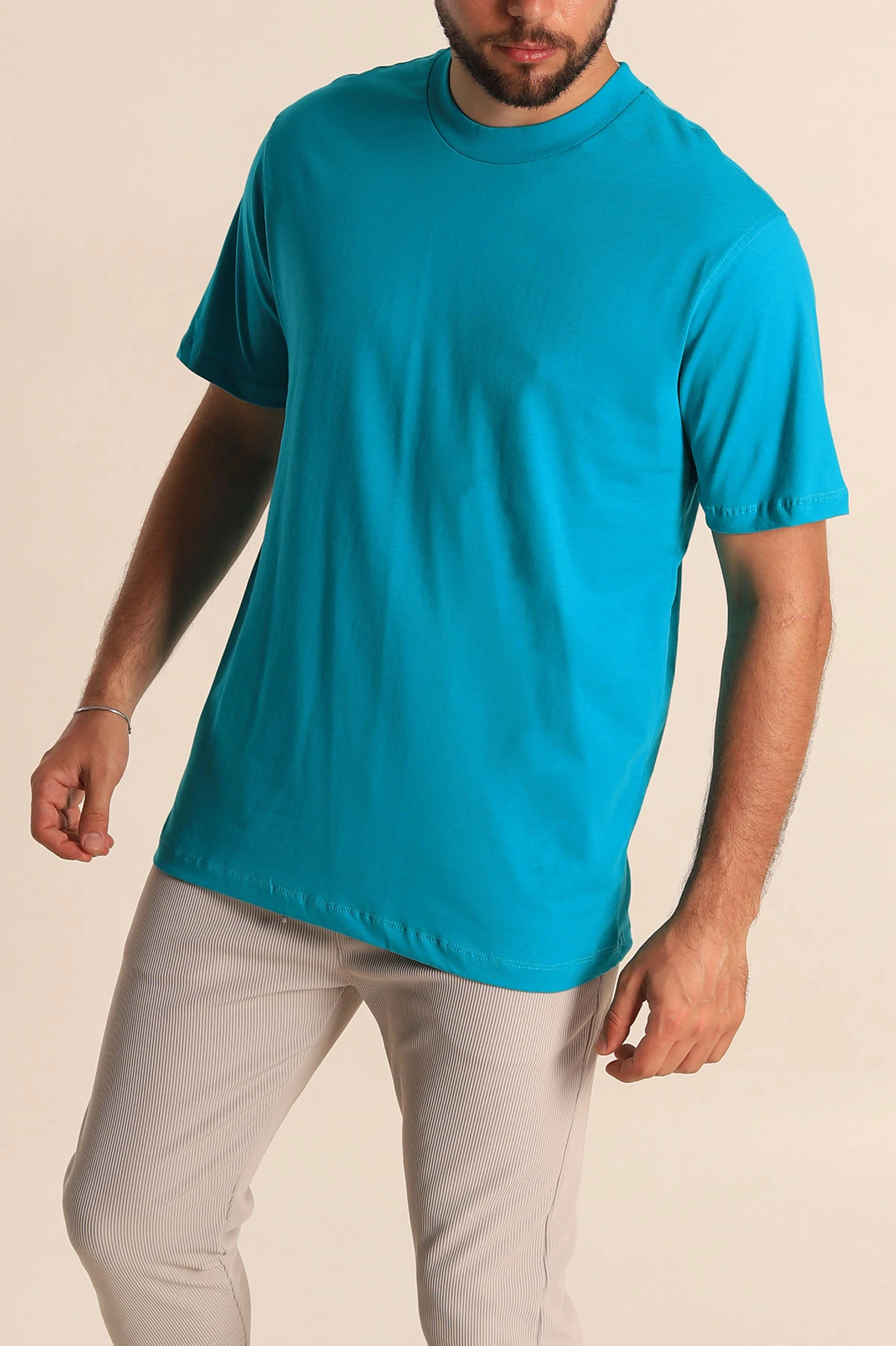 Turkuaz Relaxed Fit Basic Erkek Tişört 279912