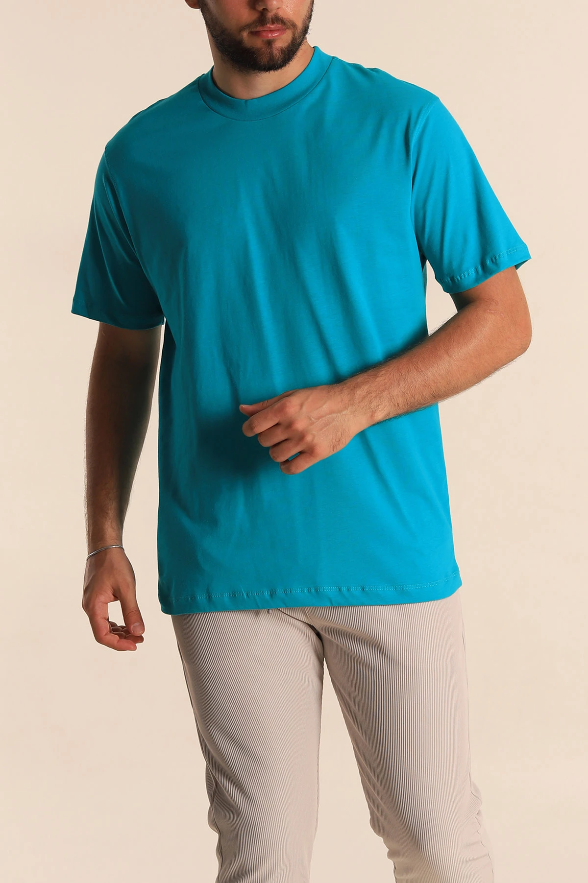 Turkuaz Relaxed Fit Basic Erkek Tişört 279912