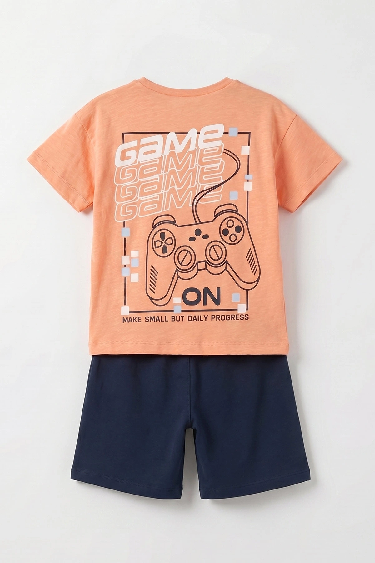 Turuncu (1-9 Yaş)Game On Ön Arka Baskılı Şortlu Erkek Çocuk Takım 458857