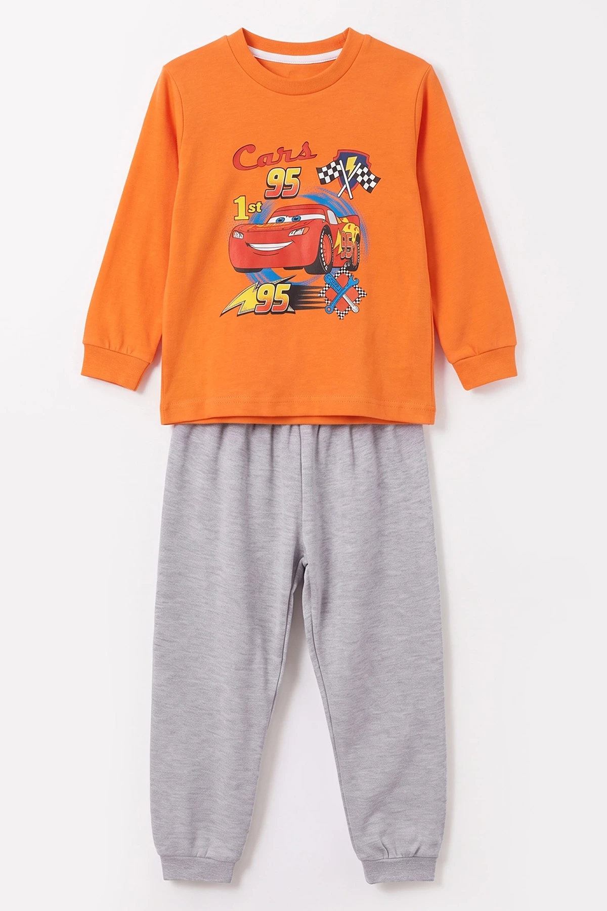 Turuncu (3-8 Yaş) Karakter Baskılı İnterlok Kumaş Erkek Çocuk Pijama Takım 491040