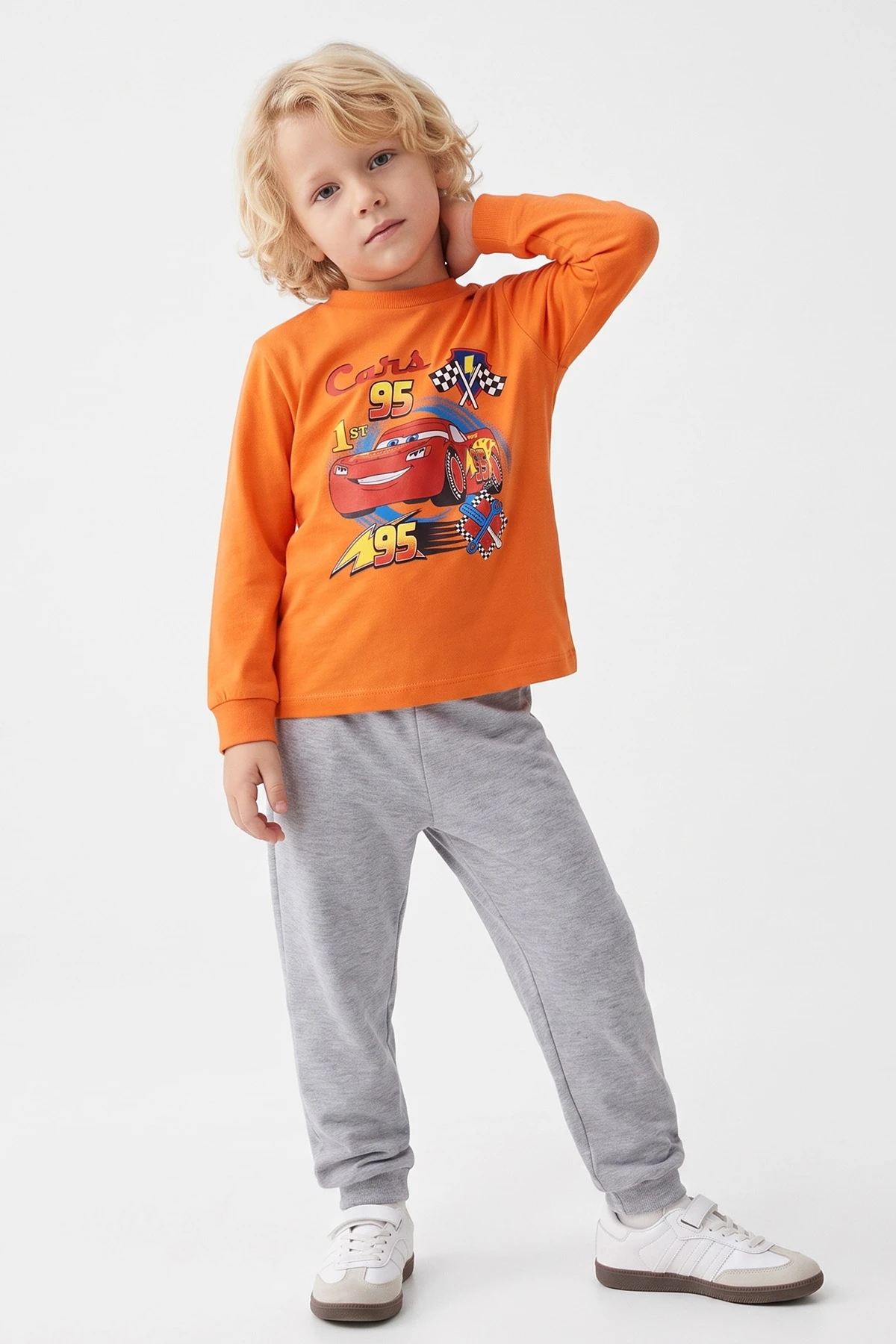 Turuncu (3-8 Yaş) Karakter Baskılı İnterlok Kumaş Erkek Çocuk Pijama Takım 491040