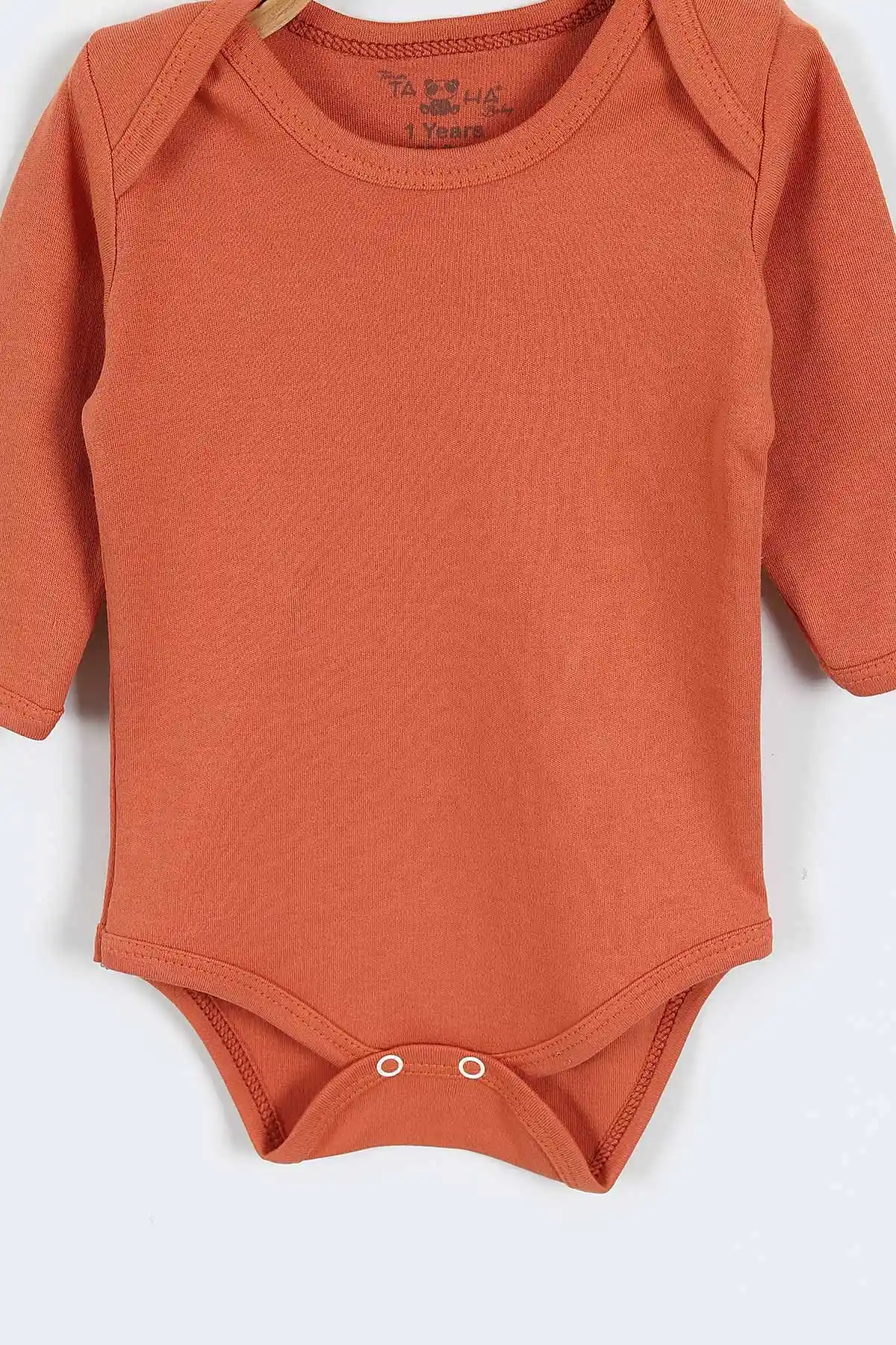 Turuncu (1-3 Yaş  ) Uzun Kol Düz Bebek&Çocuk  Çıtçıtlı Badi 418539