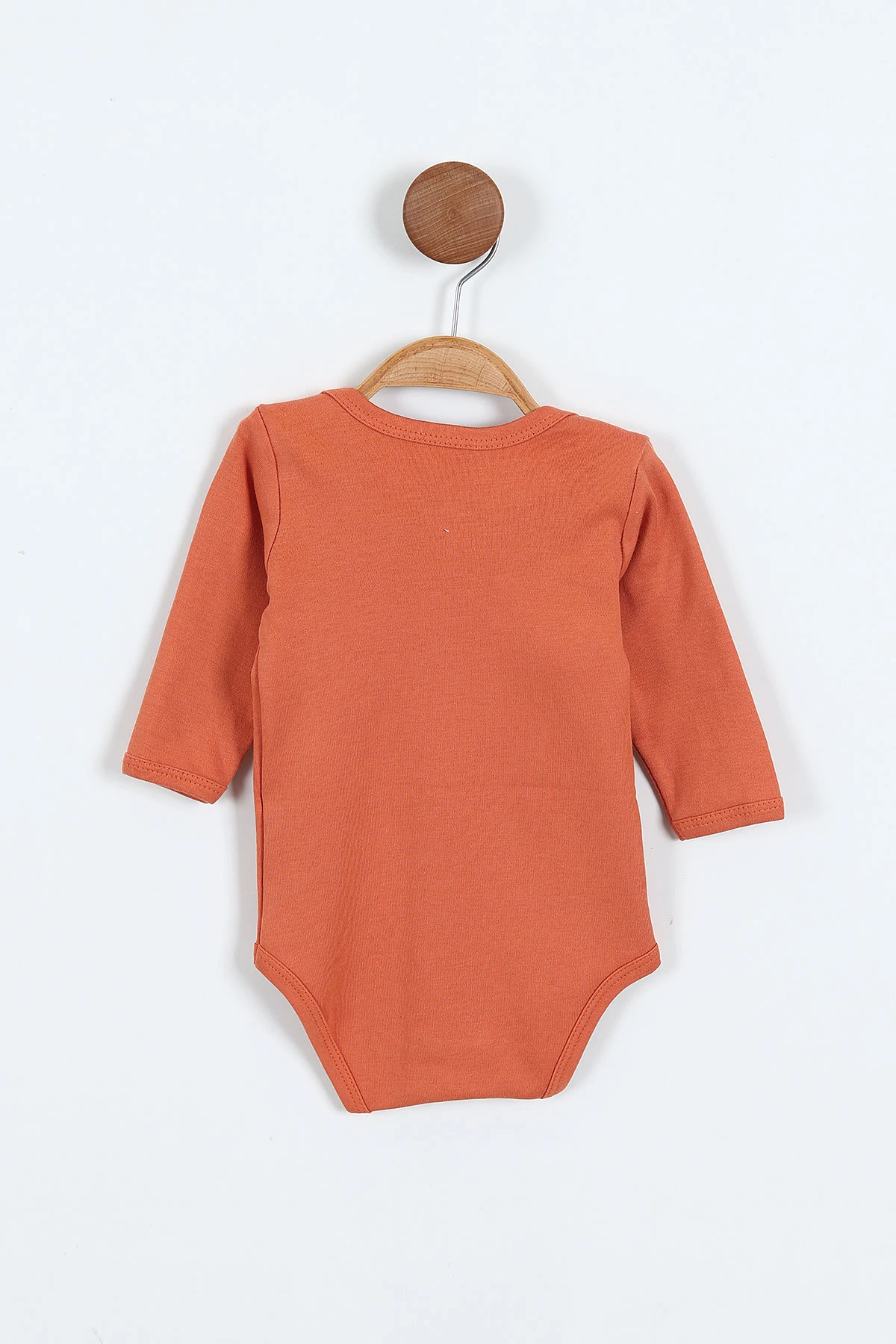 Turuncu (6-12 Ay ) Uzun Kol Düz Bebek Çıtçıtlı Badi 418530