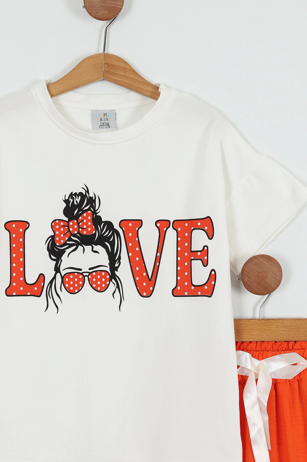 Turuncu (7-14 Yaş) Love Baskılı Kız Çocuk Takım 254742