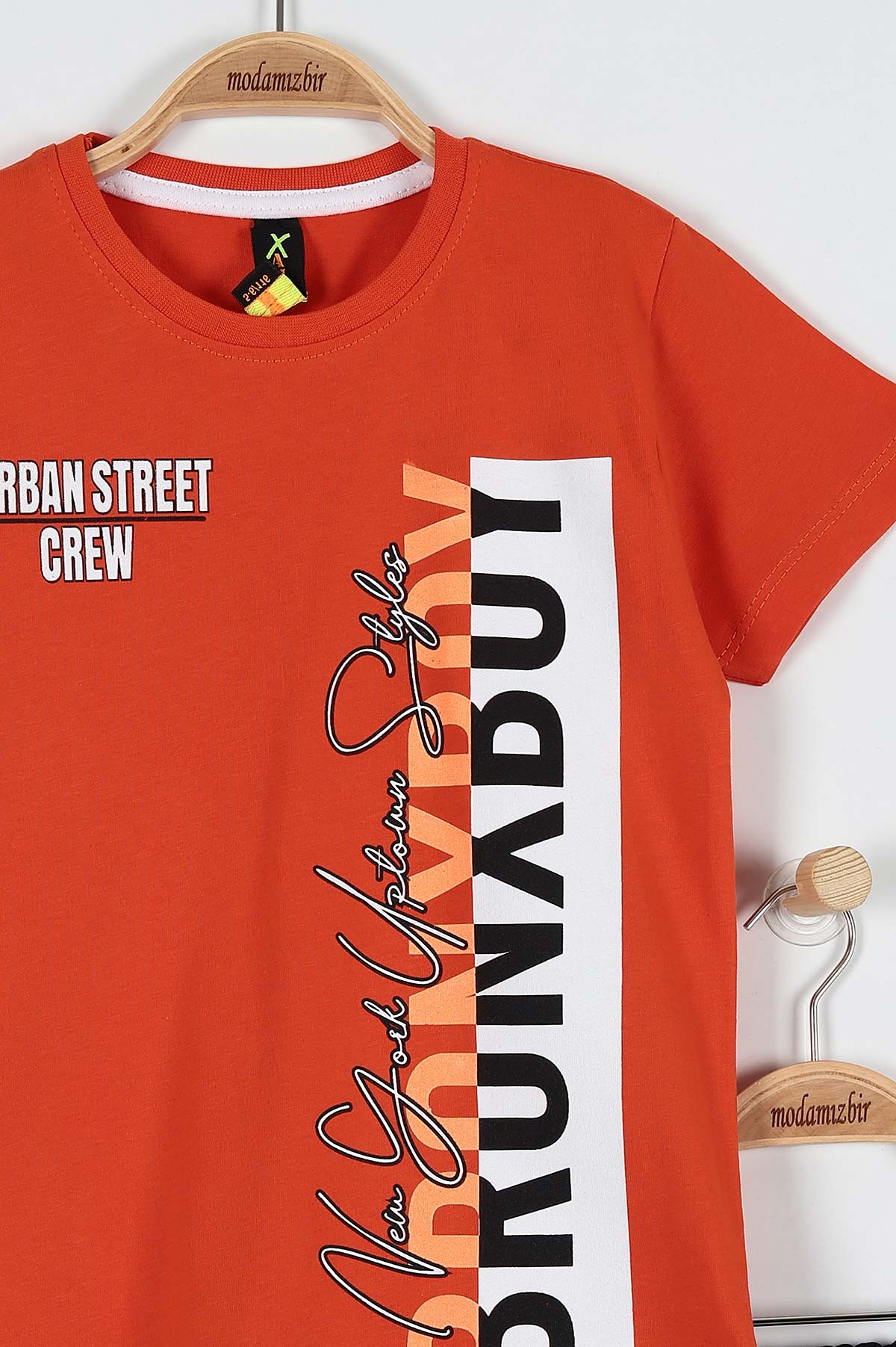 Turuncu (9-12 Yaş) Bronxboy Baskılı Belden Bağlamalı Erkek Çocuk Takım 183041
