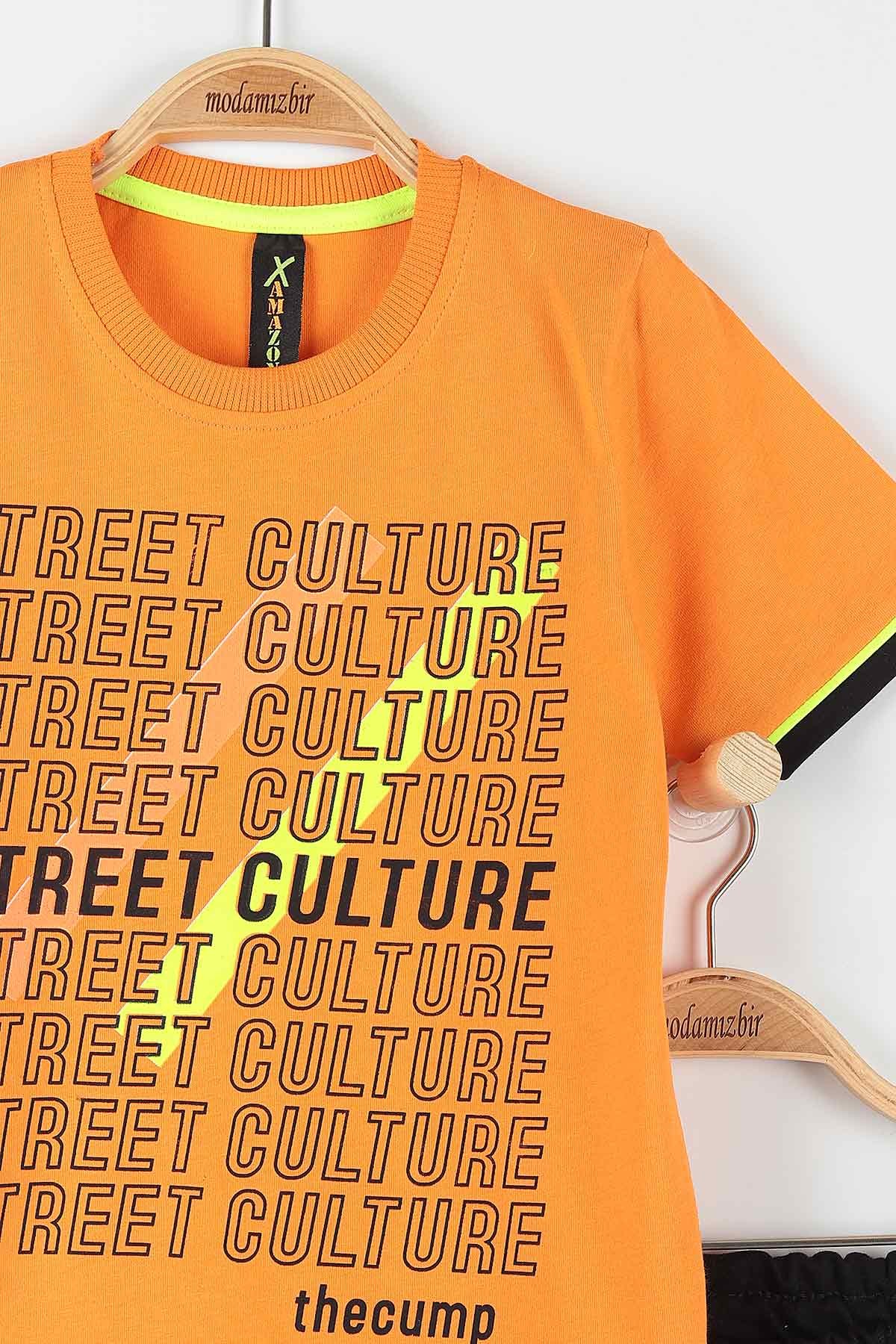 Turuncu (9-12 Yaş) Street Culture Baskılı Cep Detaylı Erkek Çocuk Takım 177427