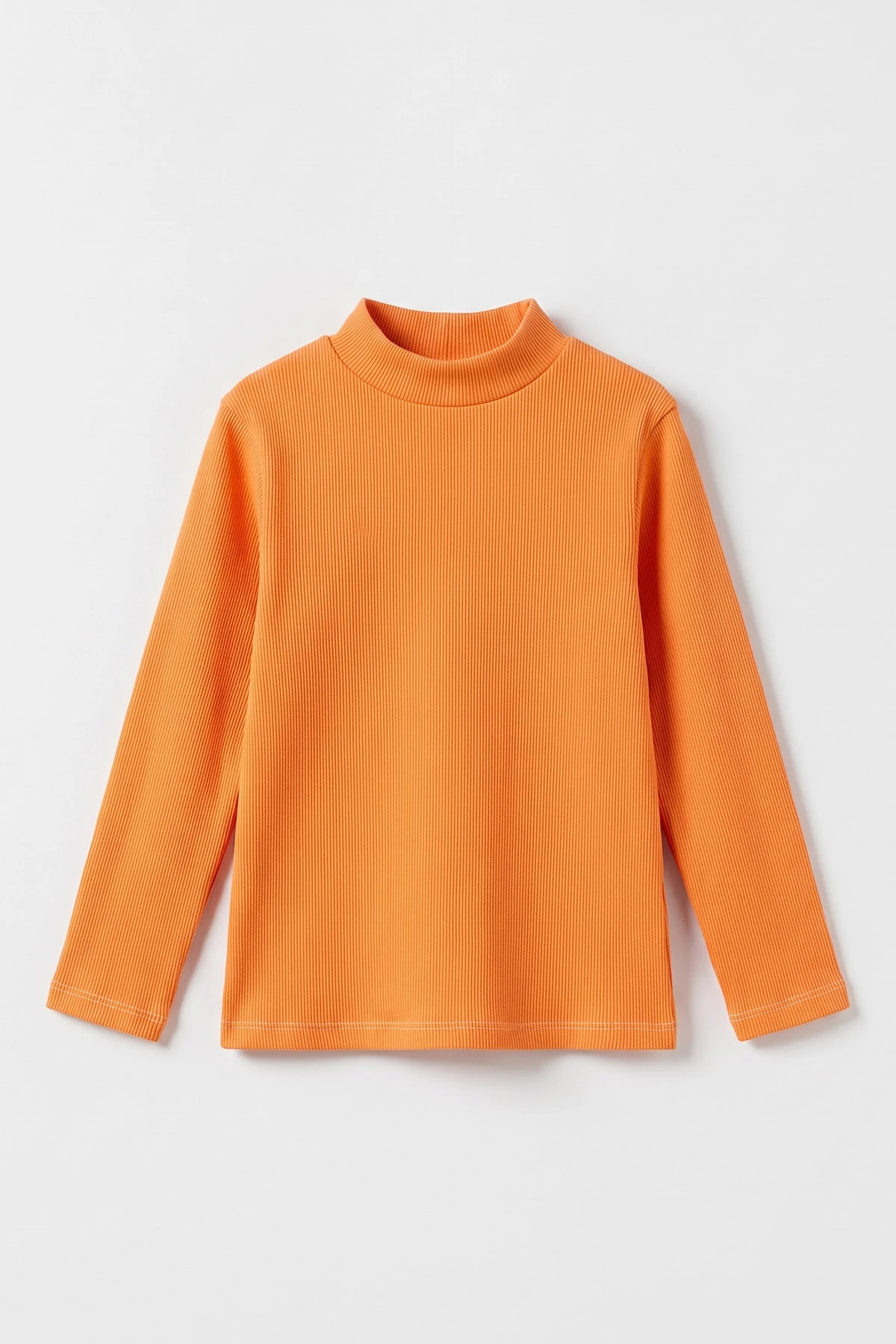 Turuncu (9-12 Yaş) Yarım Balıkçı Yaka Kaşkorse Kız Çocuk Body Sweatshirt 493211
