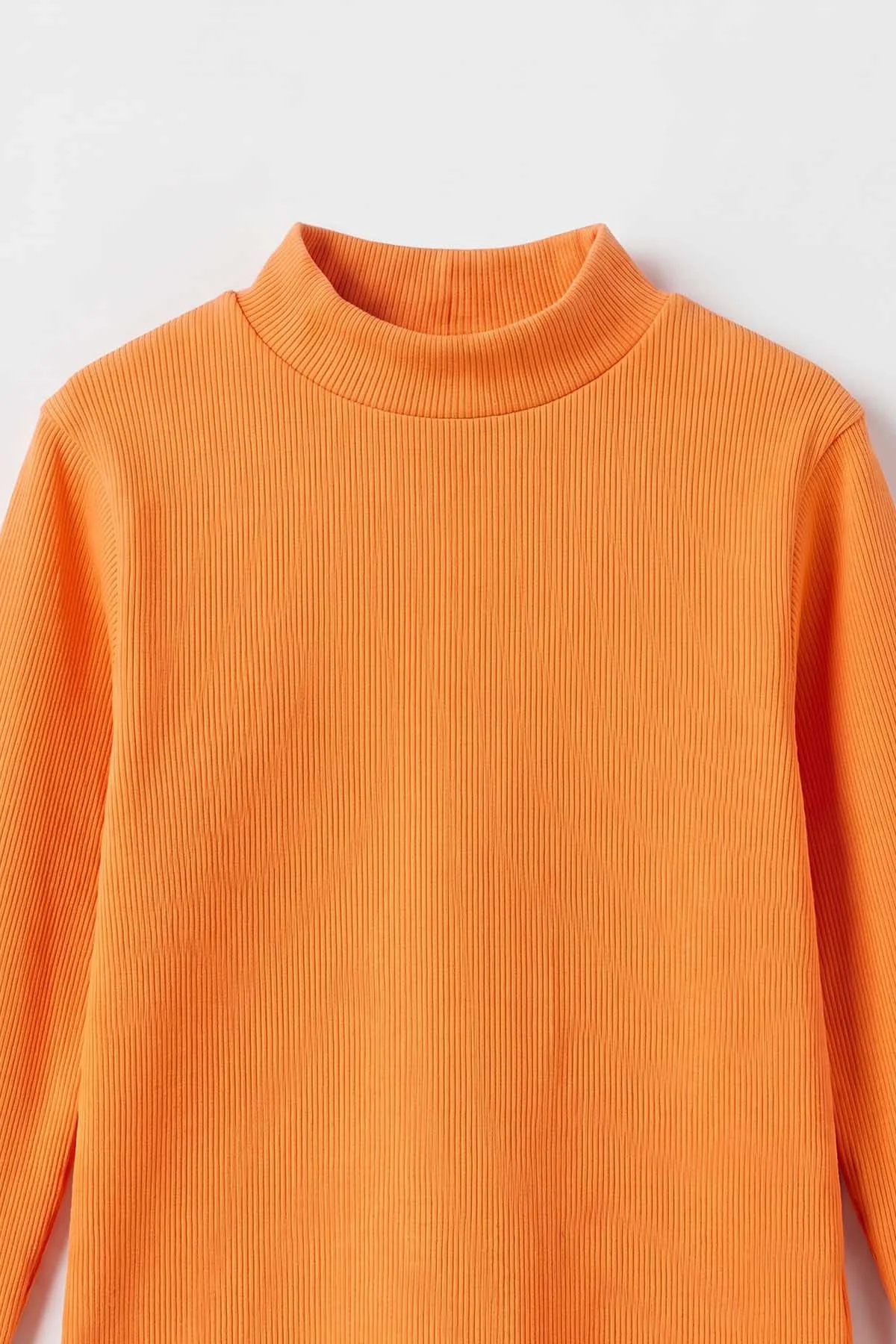 Turuncu (9-12 Yaş) Yarım Balıkçı Yaka Kaşkorse Kız Çocuk Body Sweatshirt 493211