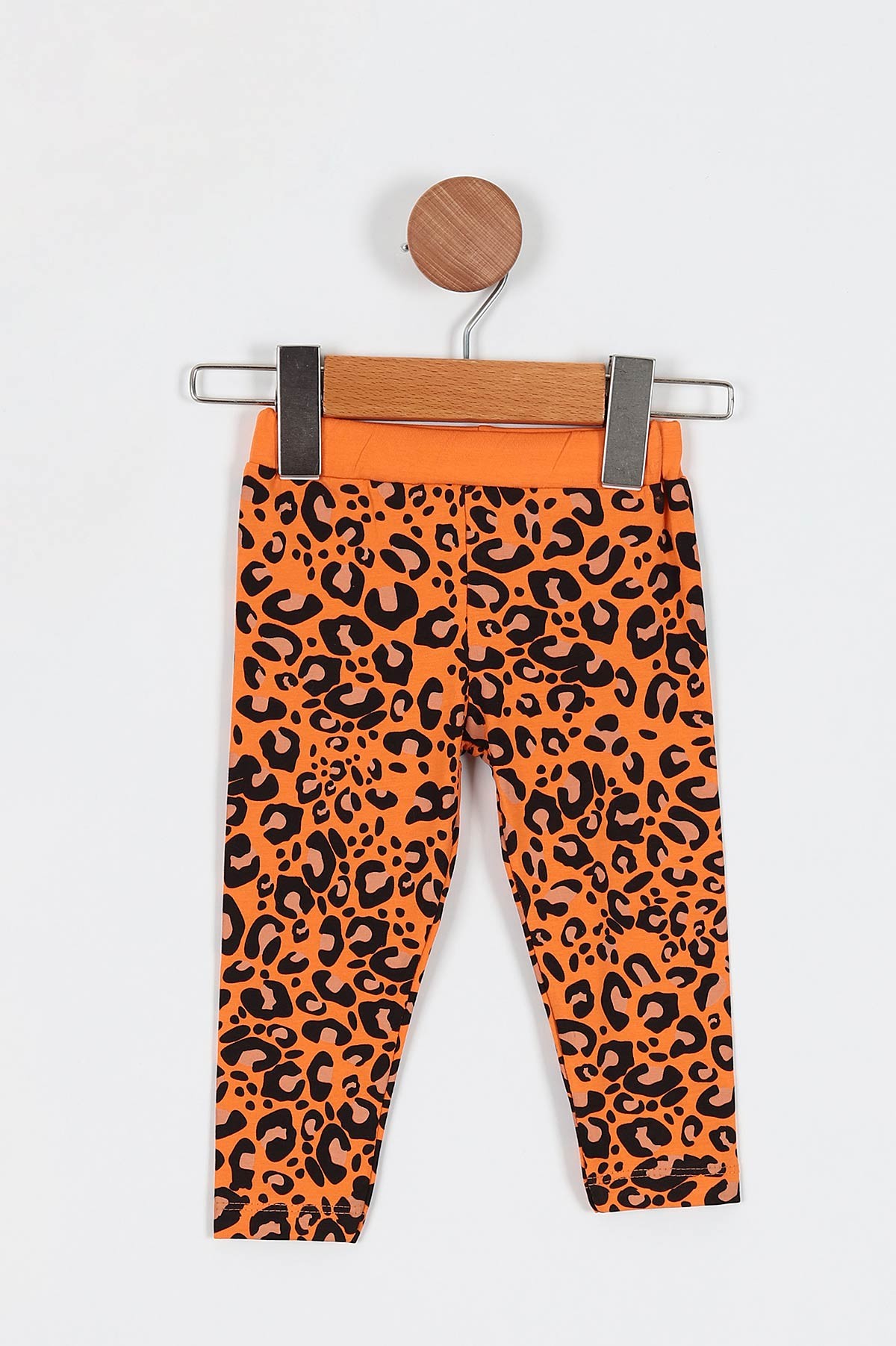 Turuncu (9-36 Ay) Fiyonk Motifli Fare Baskılı Leoparlı Kız Bebe Takım 198436