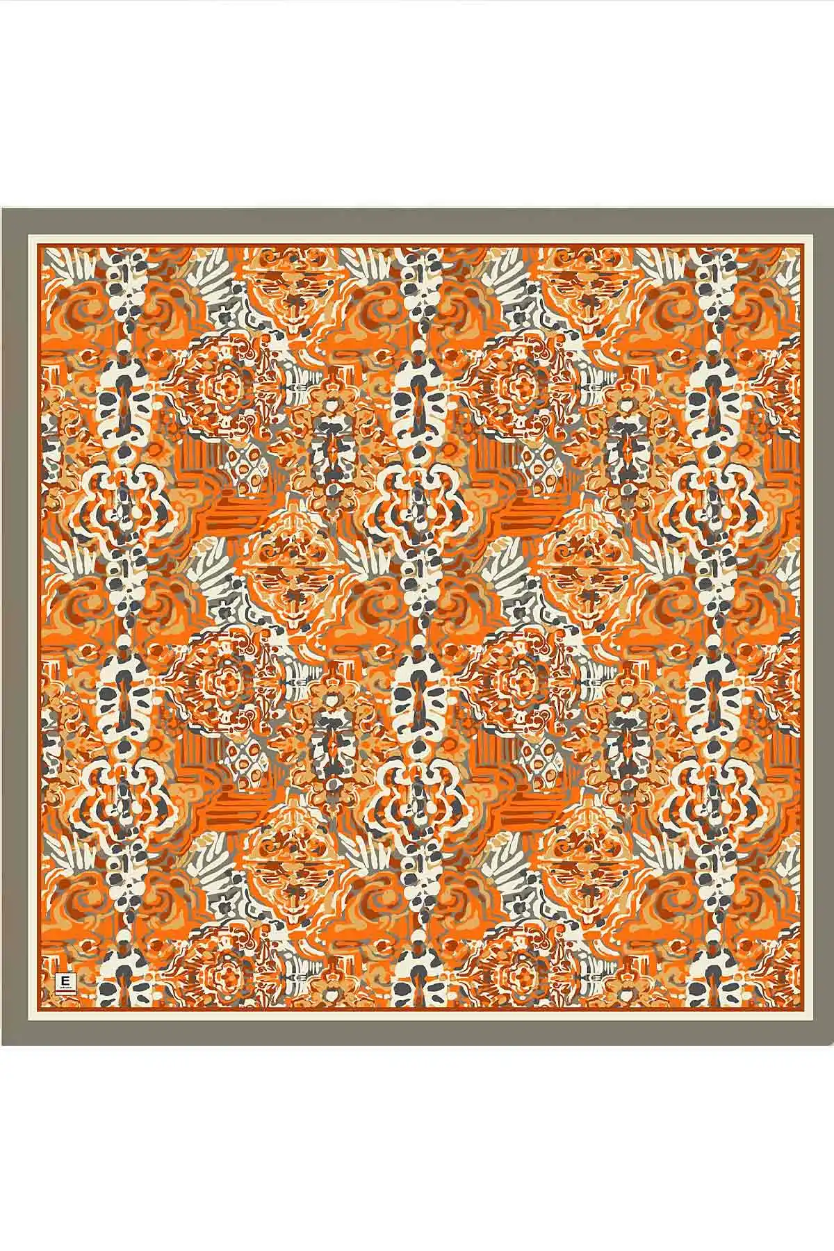 Turuncu 95x95 Cm Dijital Baskılı Valencia Desen Soft Eşarp 473345