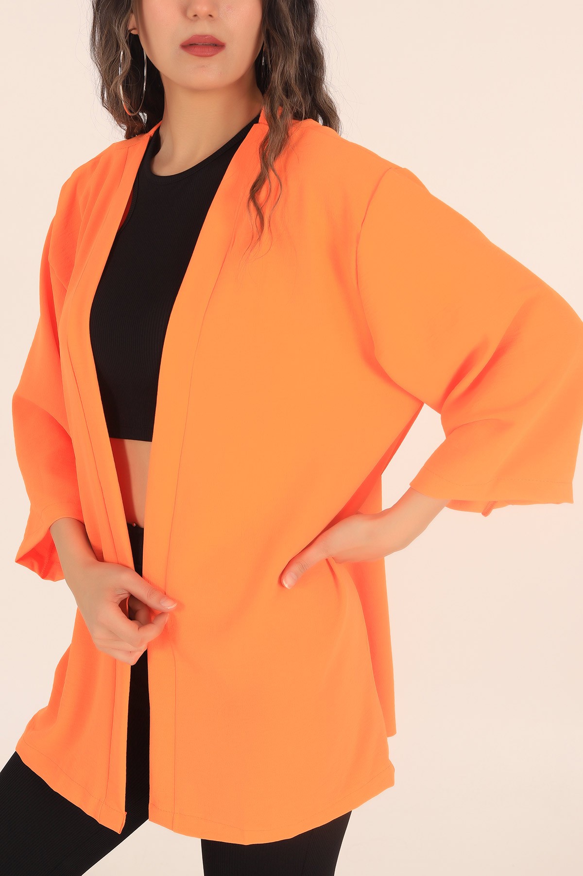 Turuncu Aerobin Kumaş Kimono 170360