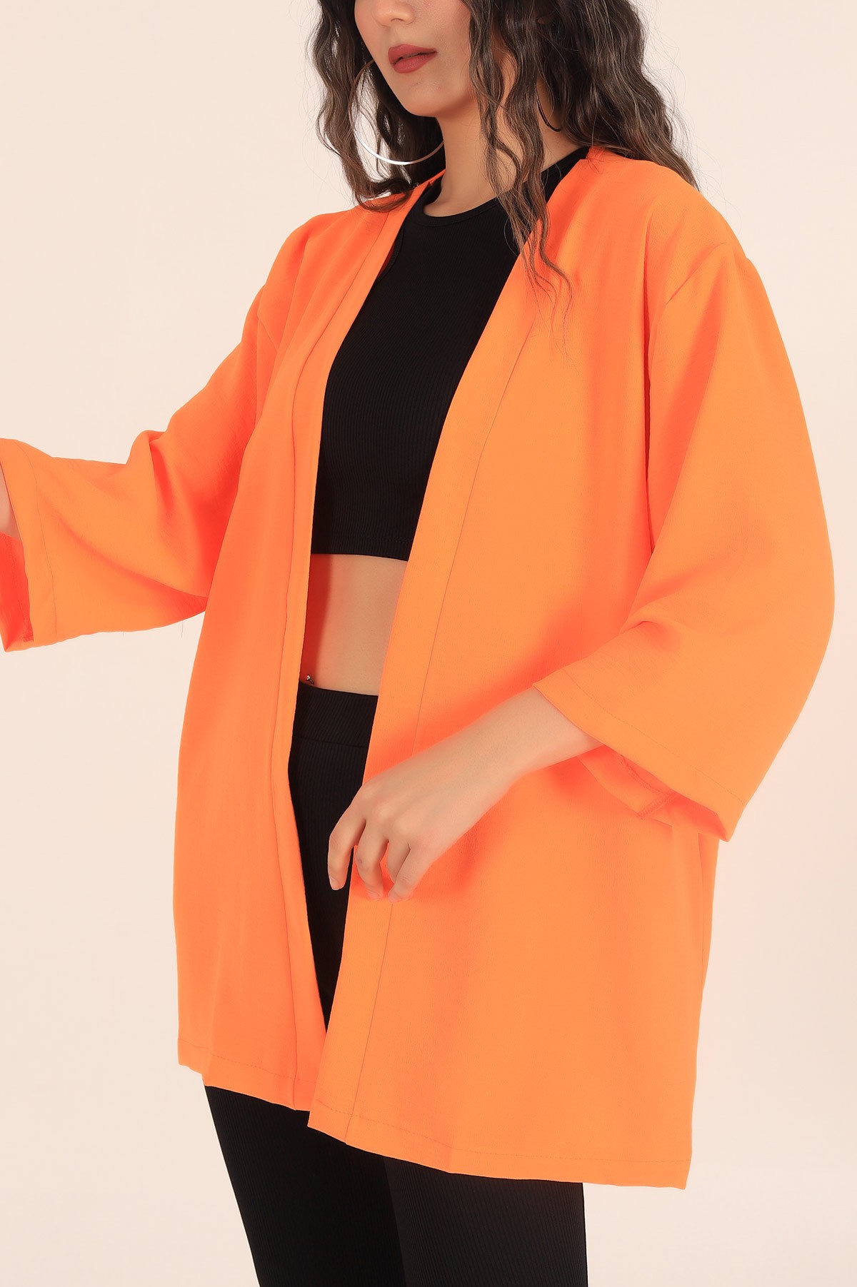Turuncu Aerobin Kumaş Kimono 170360