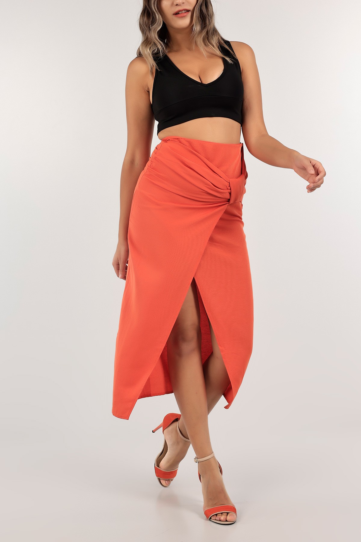 Turuncu Anvelop Kesim Keten Etek 124025