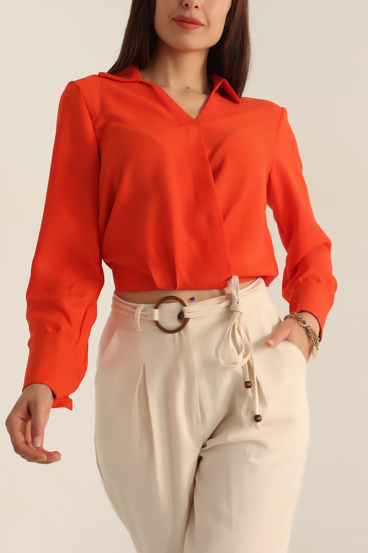 Turuncu Beli Lastikli Aerbin Bluz 189292