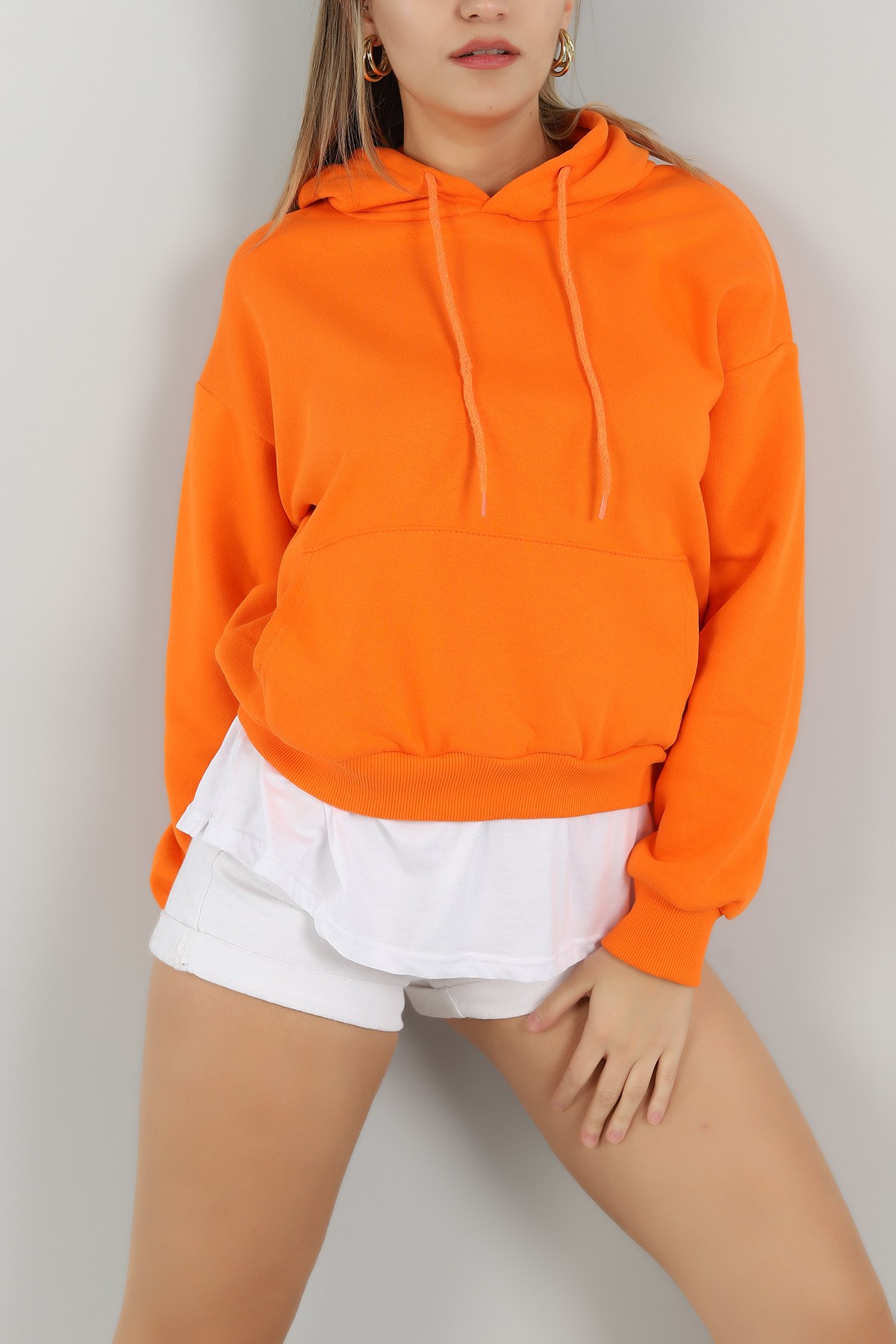 Turuncu Garnilli İçi Şardonlu Bayan Sweat 146350