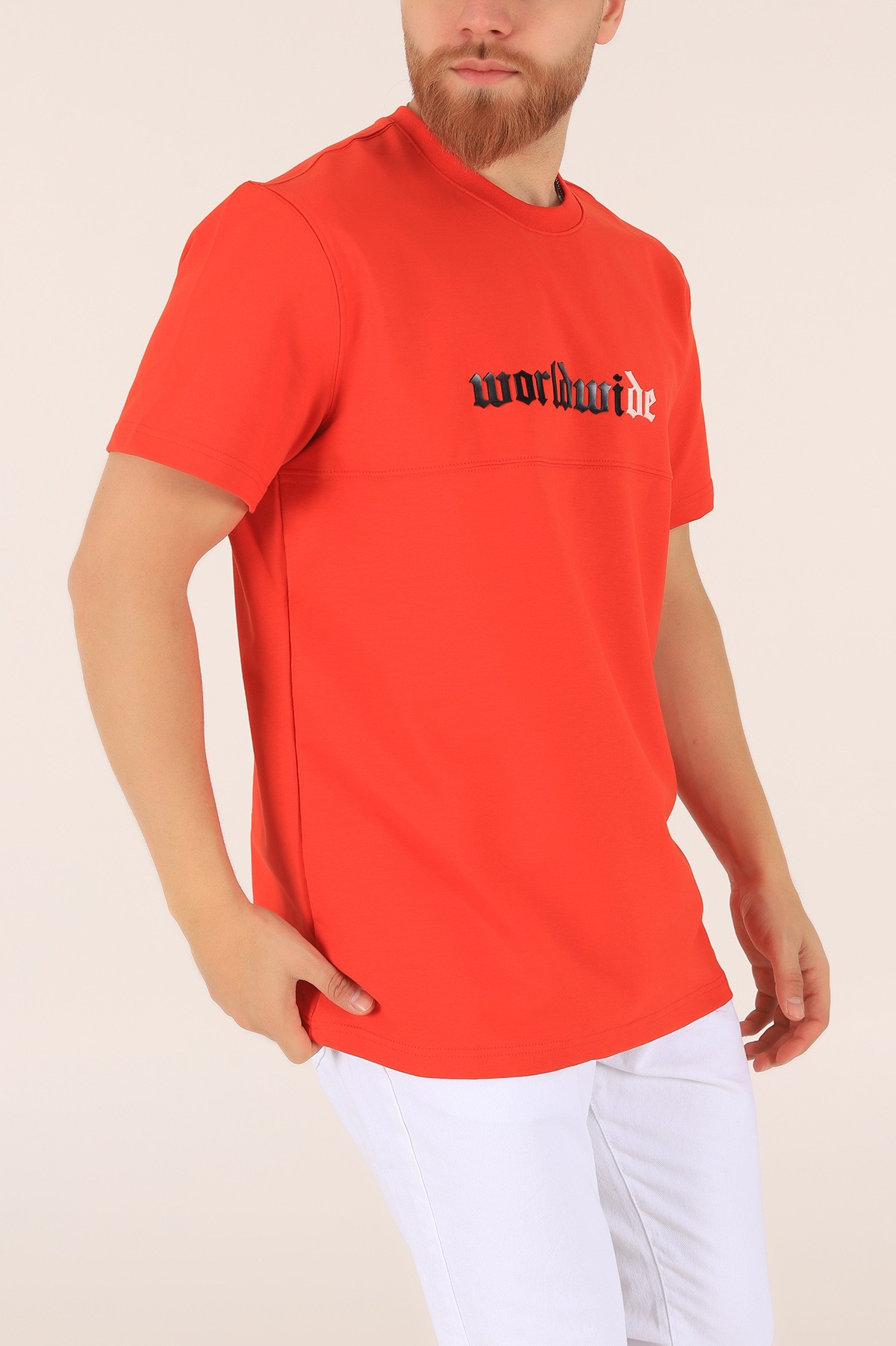 Turuncu İki İp Oversize Erkek Tişört 163496