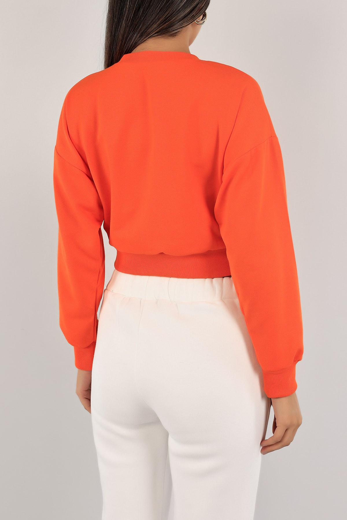 Turuncu Nakışlı İki İp Sweat 132764