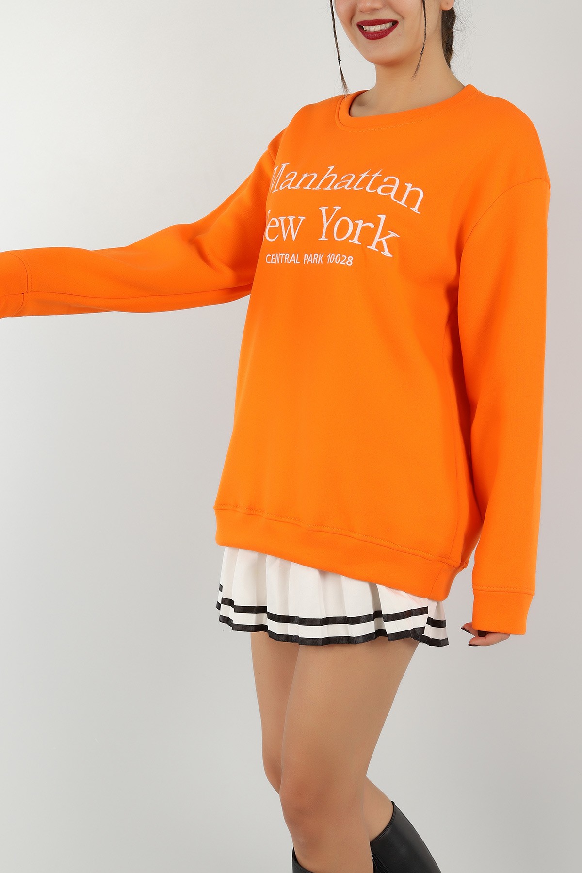 Turuncu Nakışlı Şardonlu Bayan Sweat 149184