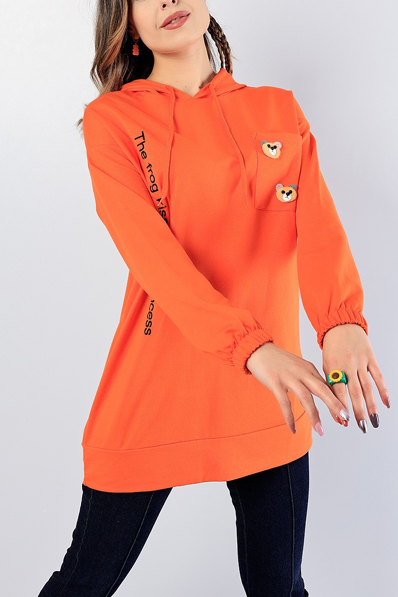 Turuncu Nakışlı Sweat Tunik 81207