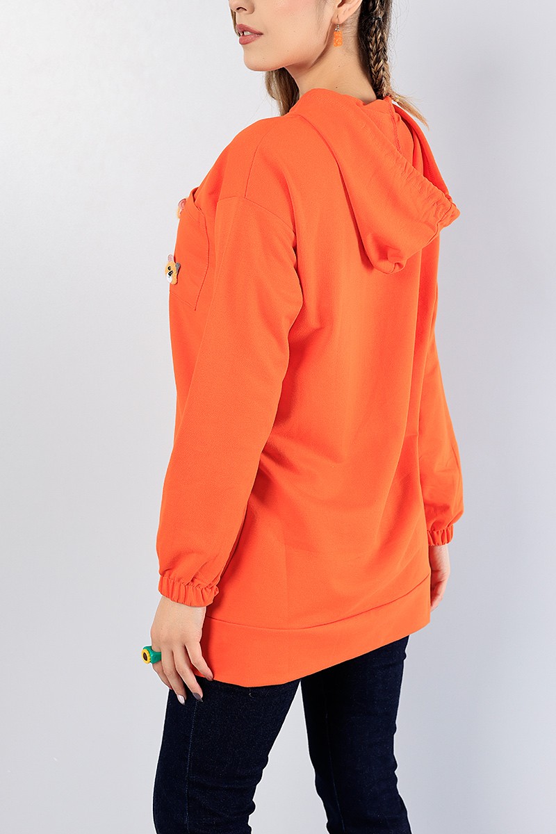Turuncu Nakışlı Sweat Tunik 81207