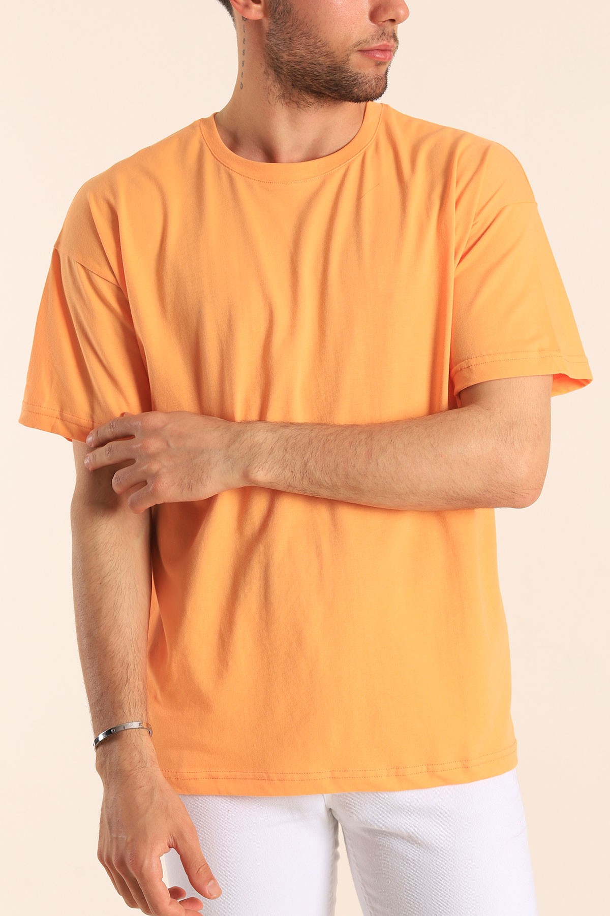 Turuncu Oversize Basic Erkek Tişört 184261